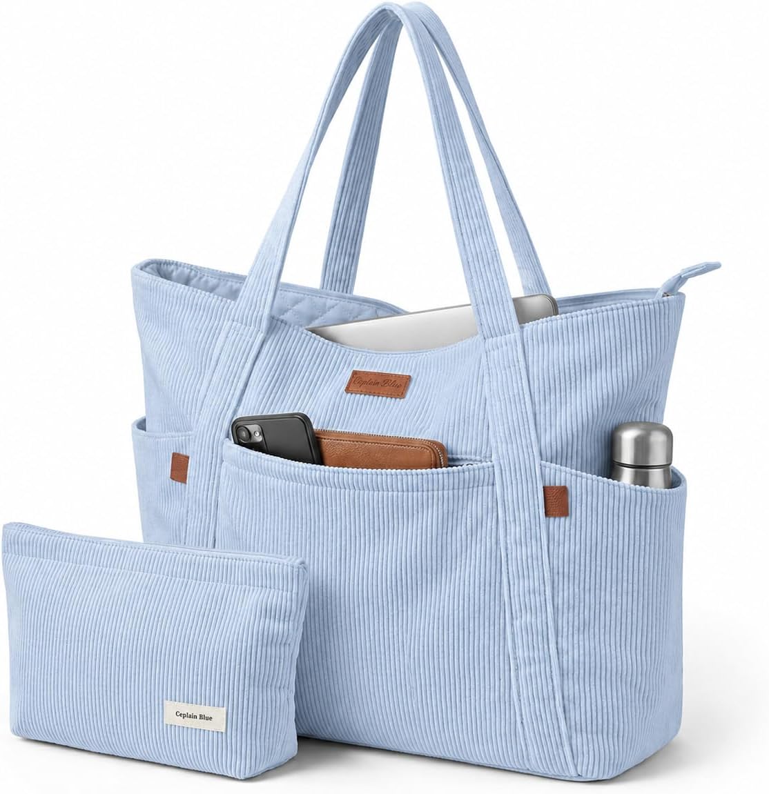 Thumbnail 6 de Captain Blues Tote Bag for Women with Zip — Large Capacity Corduroy tote with Laptop Compartment