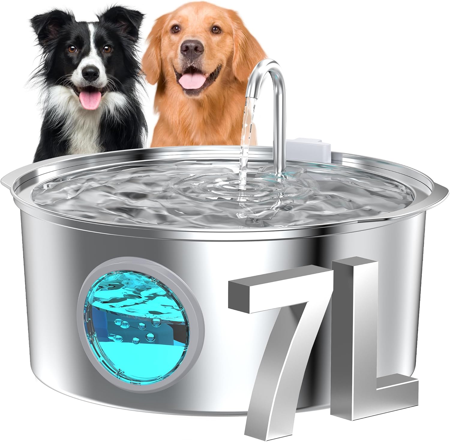 Detalle de Dog Water Fountain for Large Dogs: 7L Stainless Steel Fountain for Indoor Use