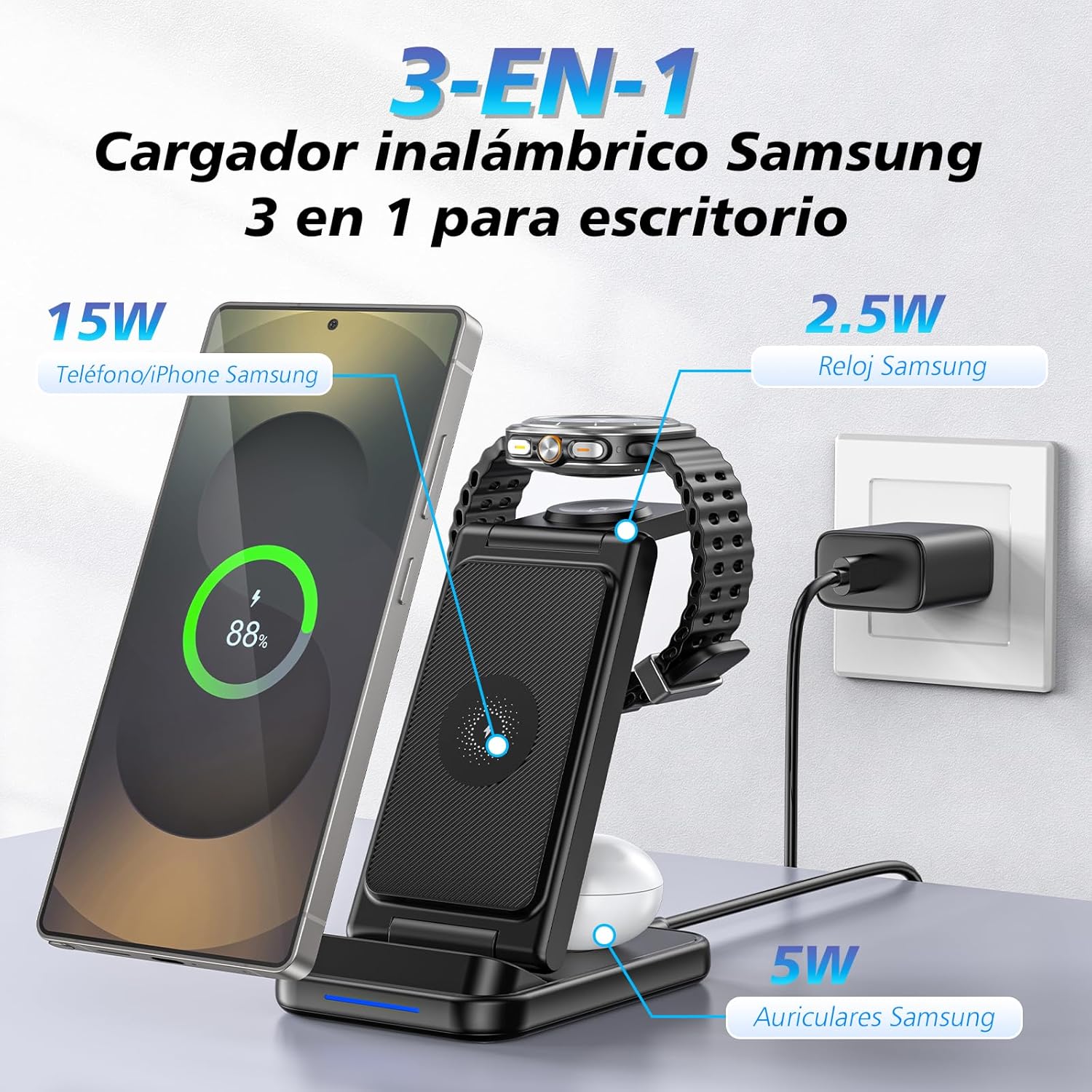 Thumbnail 3 de Cargador Samsung 3 en 1 Inalámbrico Rápido ⚡