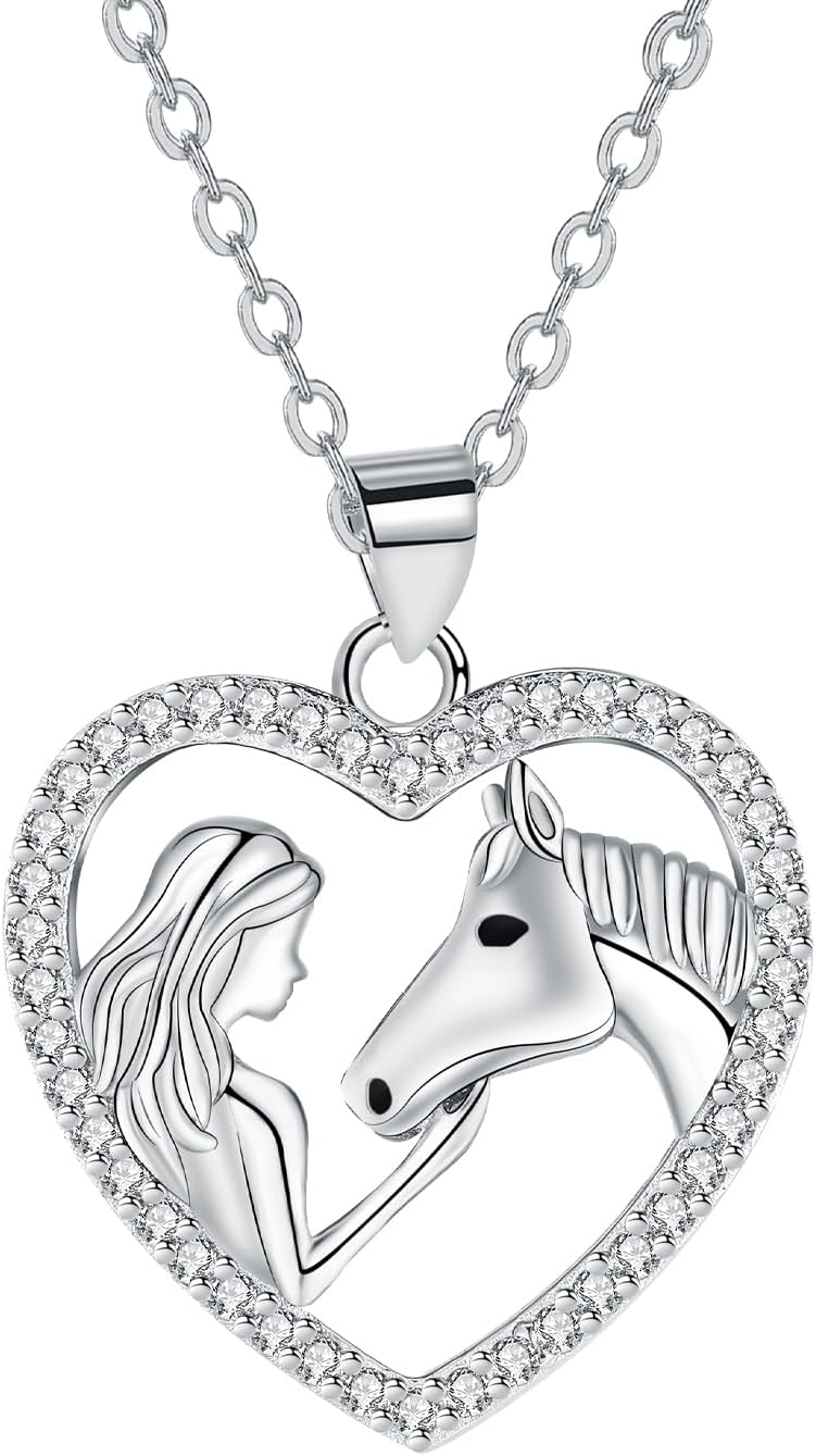 Detalle de Hifeeled Collier pour Femme en Argent Sterling 925 – Pendentif cheval, cadeau original