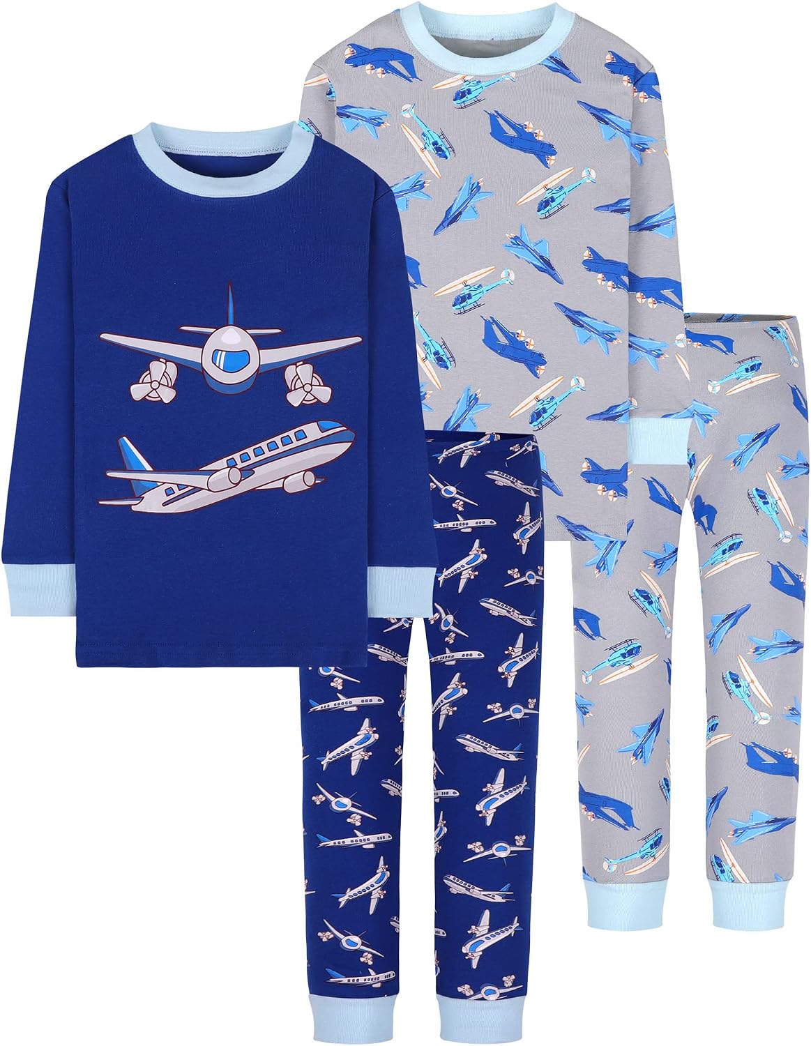 Detalle de DAUGHTER QUEEN Boys 4-Piece Cotton Pajamas, Long Sleeves, 18 Months–12 Years