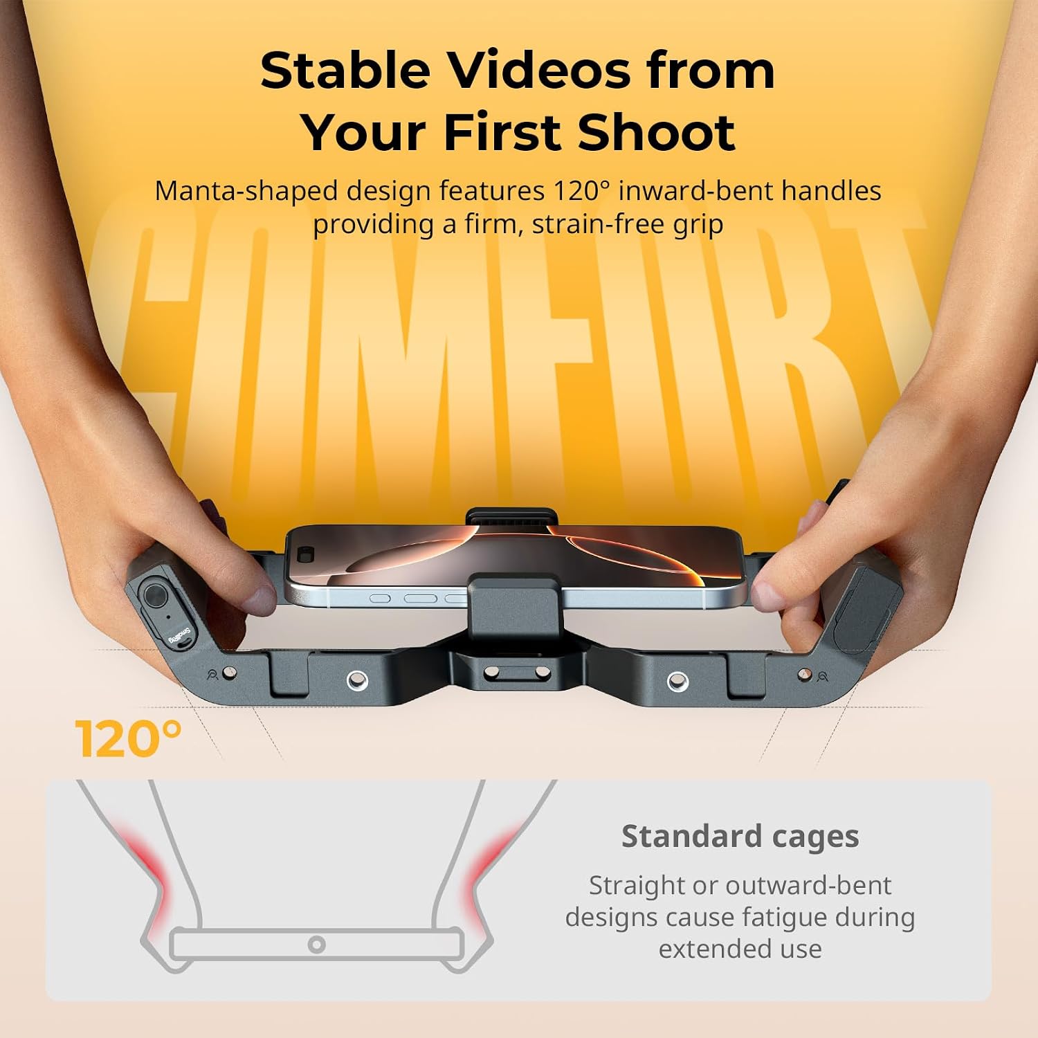 Thumbnail 5 de SmallRig IG-01 Cage universelle IntegraGrip pour téléphone, double poignée ultra-large et monture V (filetage 1/4”-20, prise QD)