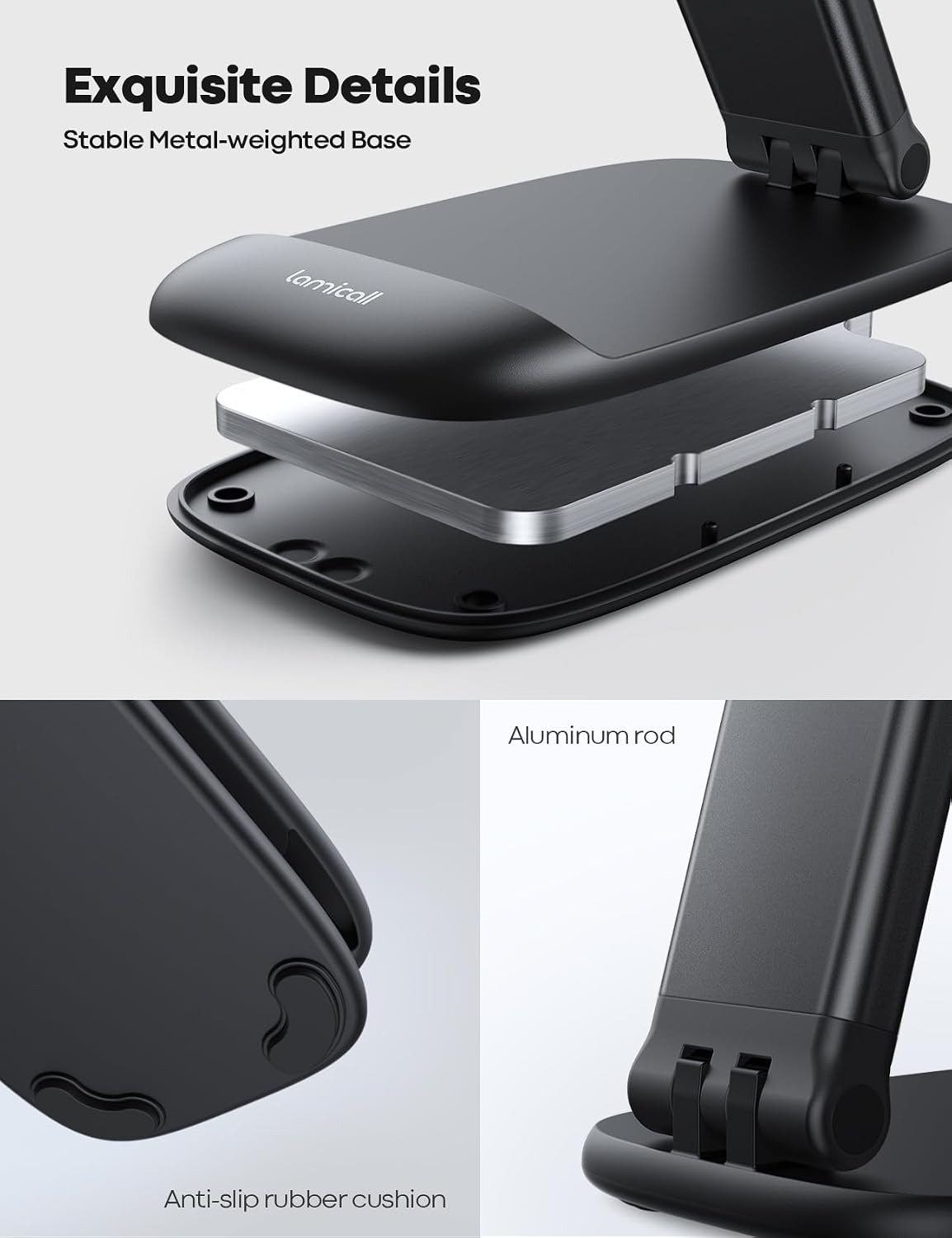 Thumbnail 5 de Lamicall DP13-EU-B Adjustable Foldable Cell Phone Stand with Weighted Metal Base