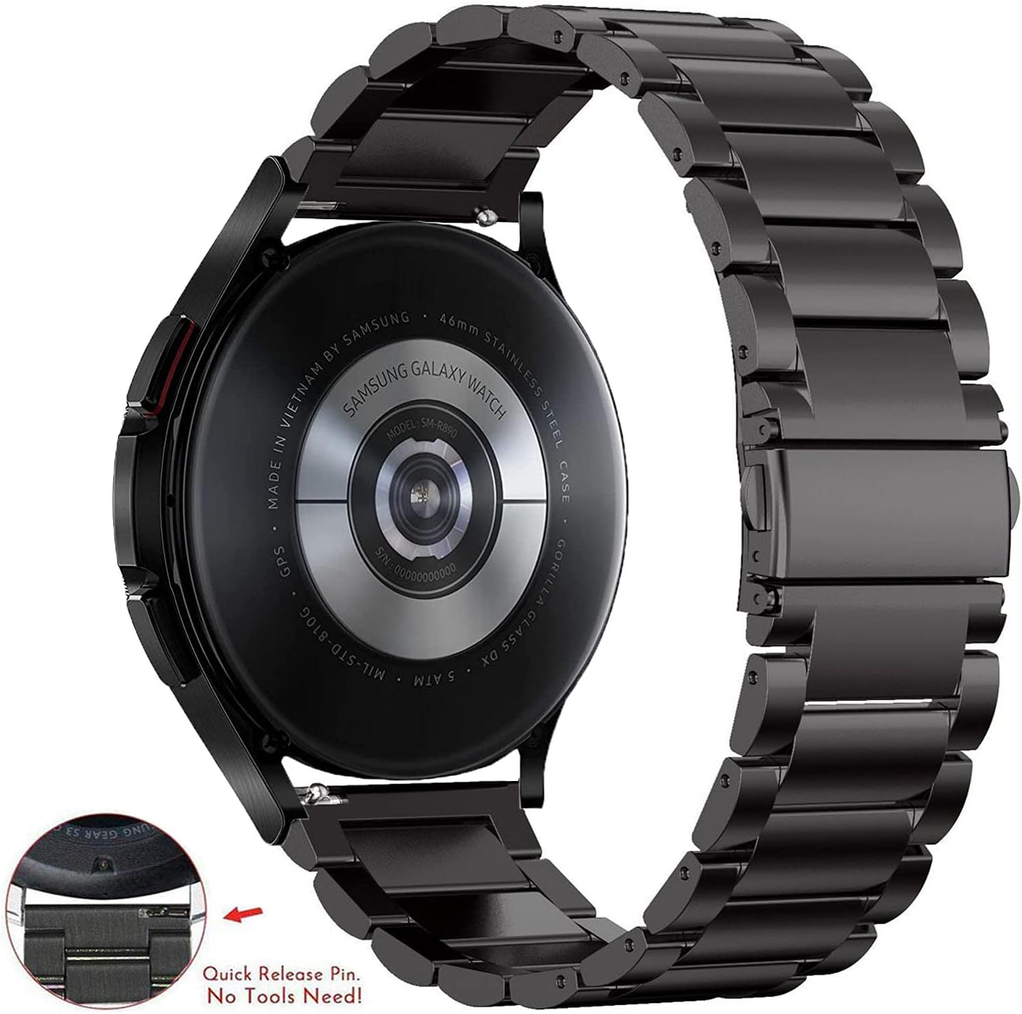 Detalle de OTOPO 20mm stainless steel quick-release strap for Samsung Galaxy Watch 4/5/6 & Classic (40–47mm)