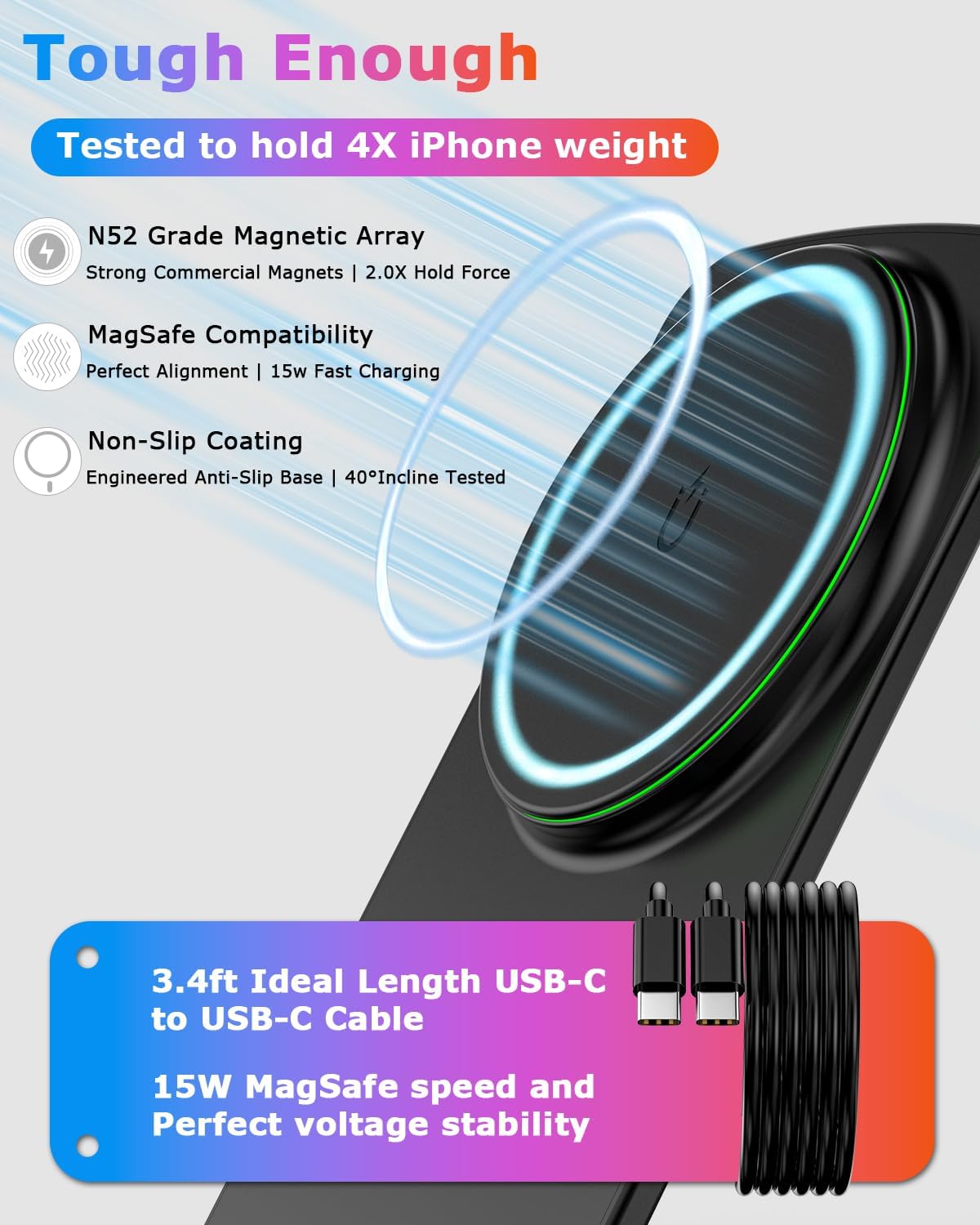 Detalle 2 de MagSafe Charger Stand 15W Magnetic Wireless Charger