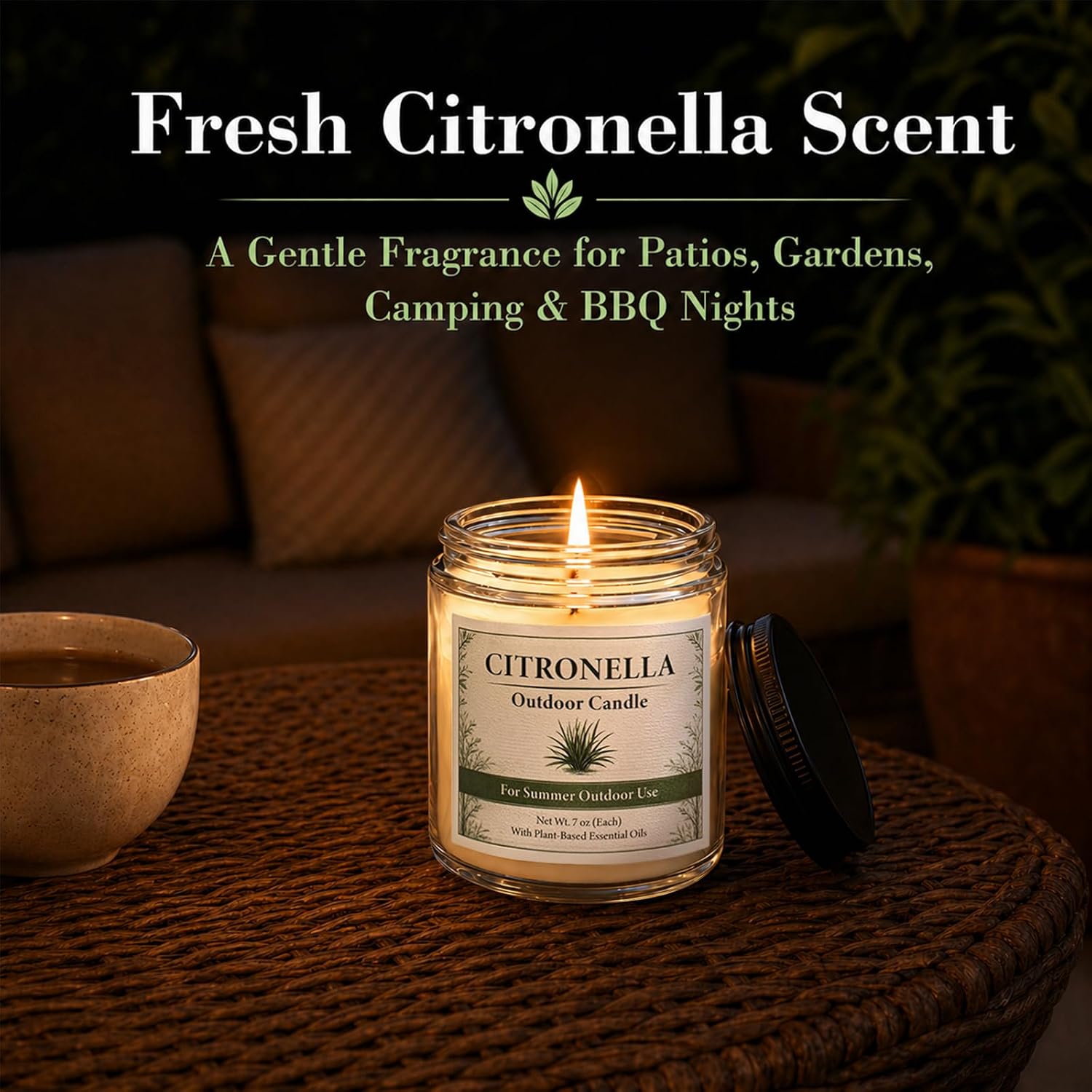 Detalle 2 de Citronella Candles Outdoor - 6 Pack Soy Wax Citronella Candles (300 Hours Total)