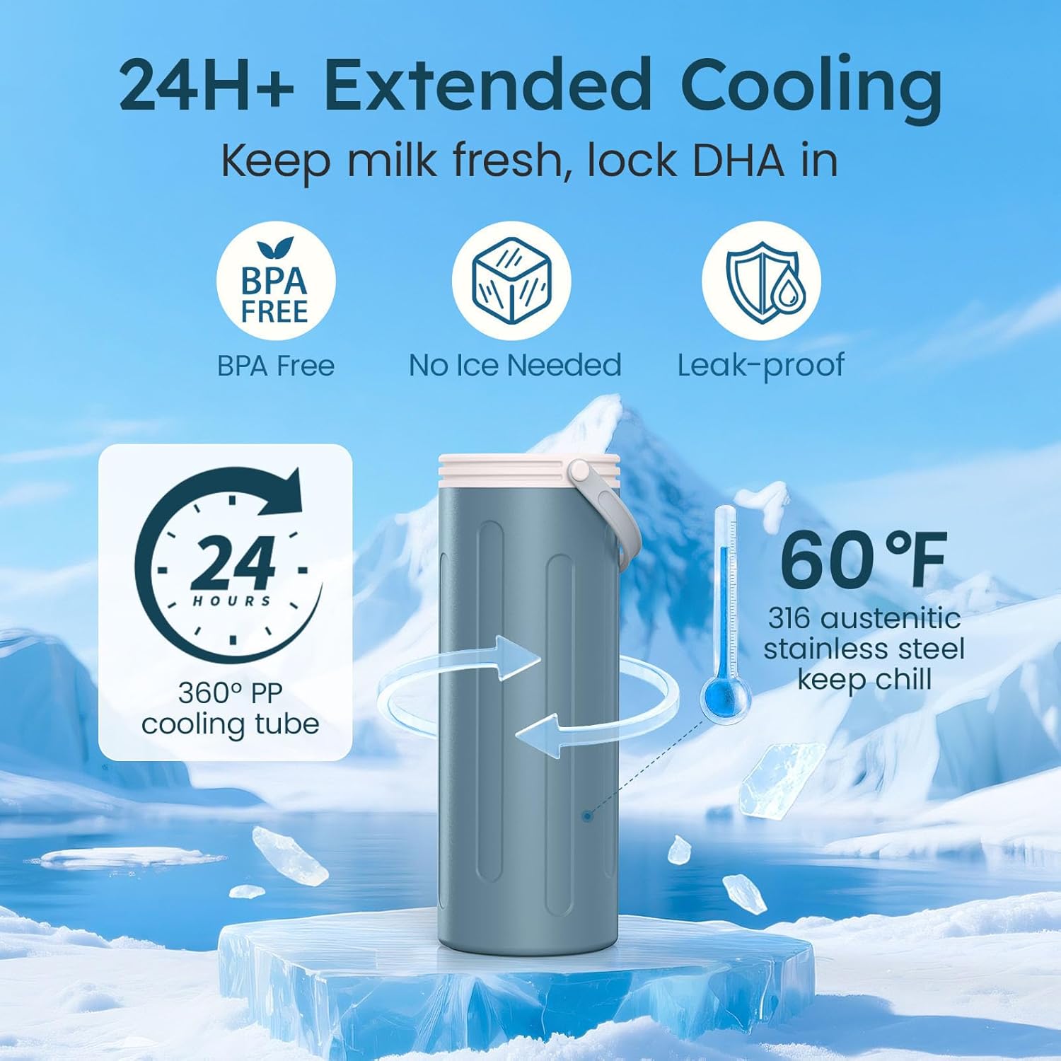 Thumbnail 1 de Portable Breast Milk Cooler for Outdoor – 22oz Capacity, 360° Cooling