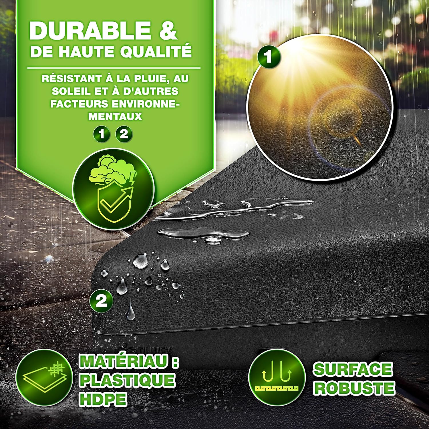 Thumbnail 3 de Pied de parasol déporté tillvex : base remplissable 90 L / 120 kg en 4 pièces avec connecteur métallique (anhracite)