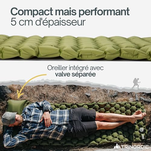 Thumbnail 6 de TRINORDIC Tapis de Camping Gonflable Ultraléger avec Oreiller — Confort et simplicité pour vos aventures