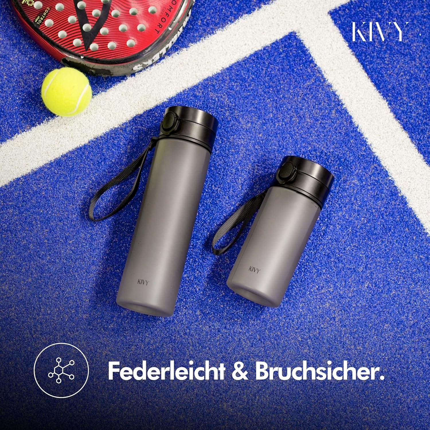 Thumbnail 1 de KIVY Tritan Trinkflasche 1 l – auslaufsicher, kohlensäuregeeignet, BPA-frei für Sport, Schule & Büro