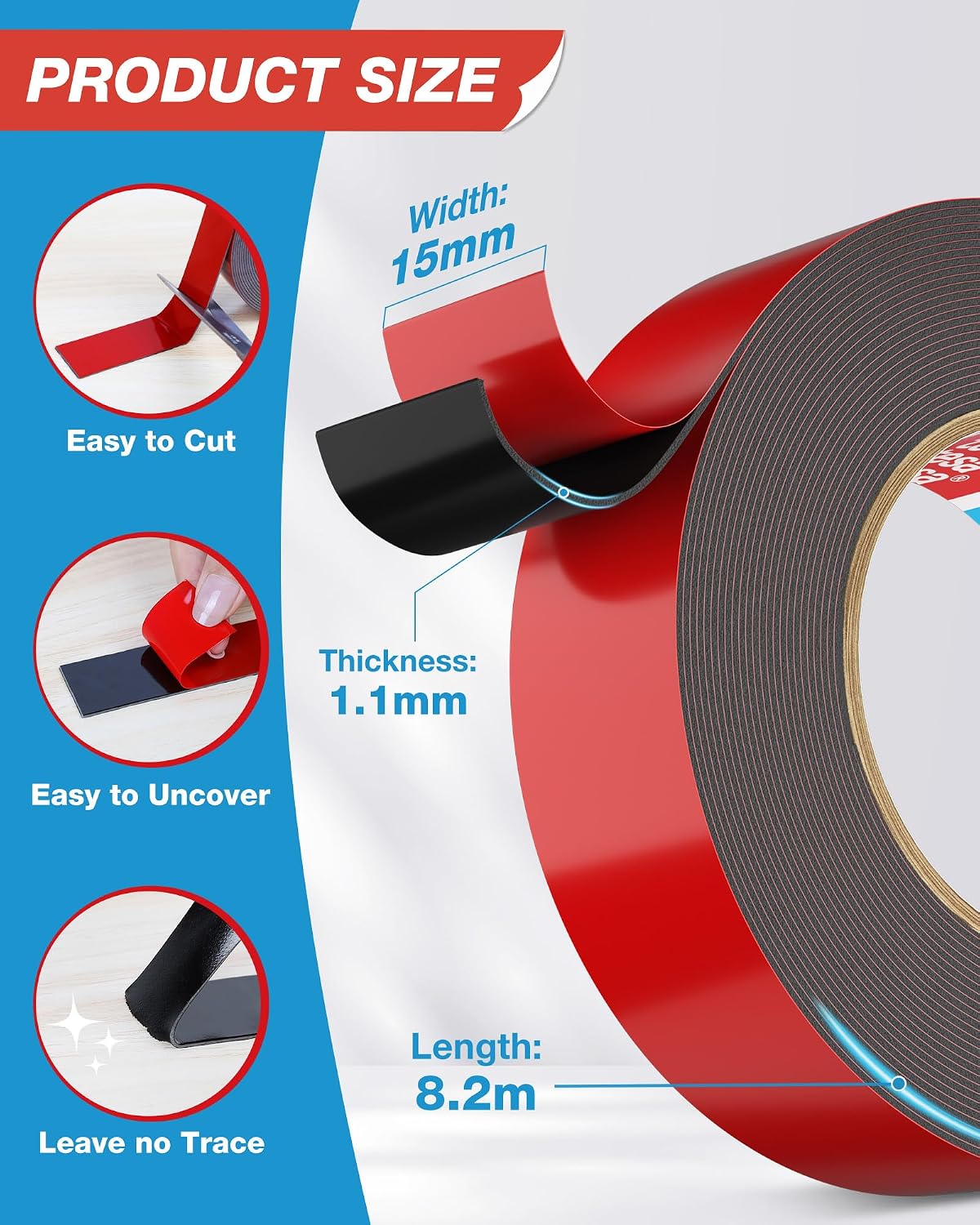 Detalle de Emitever 6411 Heavy Duty Double Sided Tape – 15mm x 8.2m