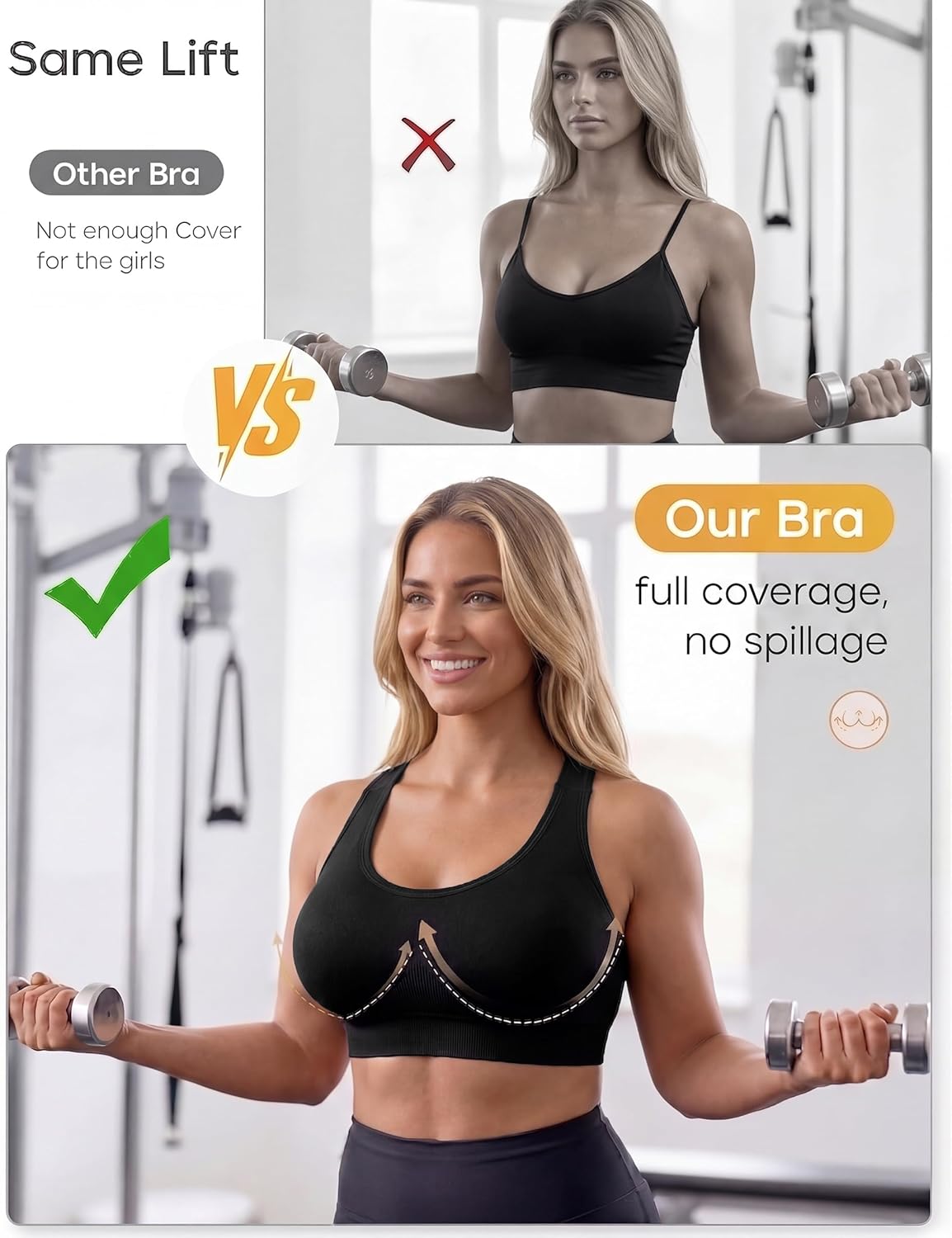 Thumbnail 2 de Aseniza brassière de sport femme maintien fort dos croisé (sans armature) respirante, bretelles larges réglables