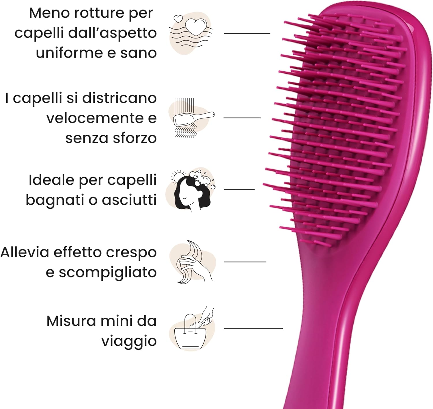 Thumbnail 4 de Tangle Teezer Mini Ultimate Detangler Magenta: Spazzola districante portatile per capelli bagnati e asciutti