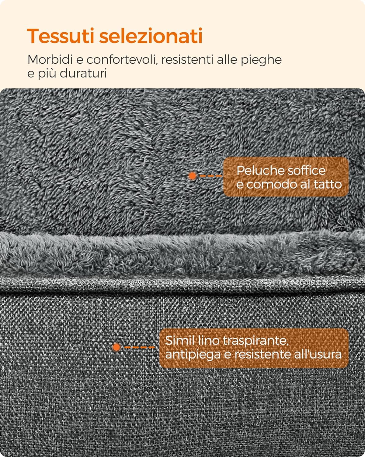 Thumbnail 3 de Feandrea Cuccia per Cani XL in Simil Lino – Comfortevole, Sicura e Igienica (100 x 75 x 25 cm, Grigio Tortora)