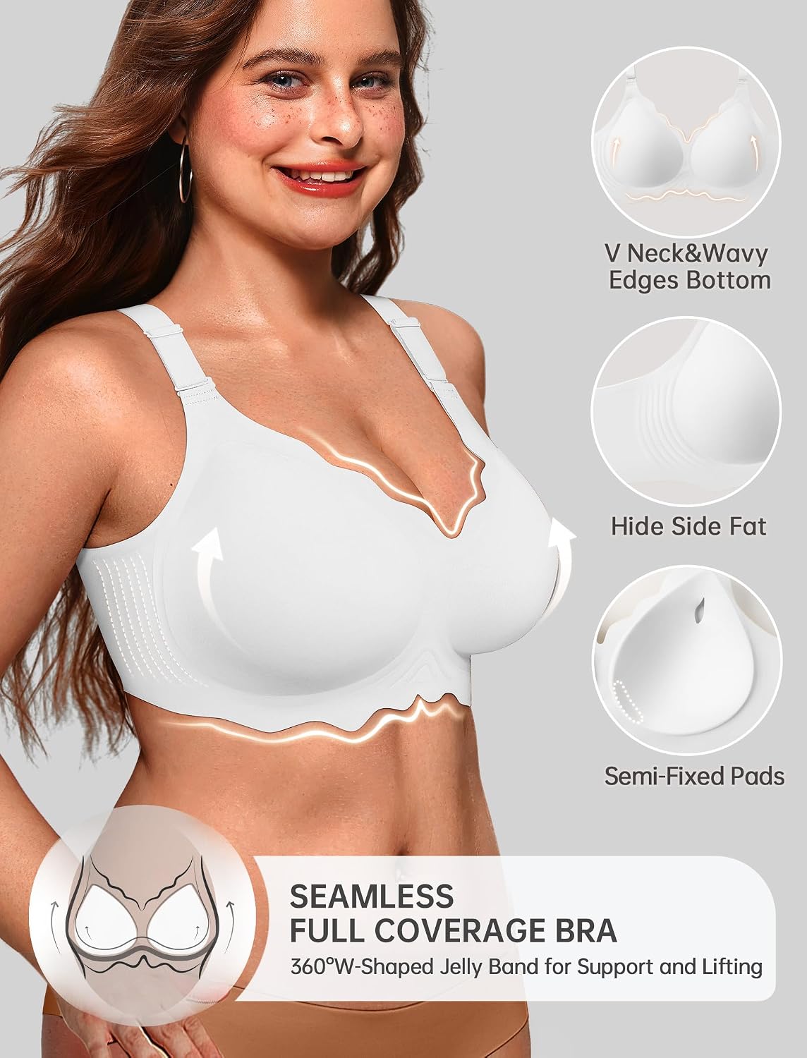 Detalle de OEAK Seamless Wireless Push-Up Bra with Scalloped Design — Full Coverage Everyday Essential
