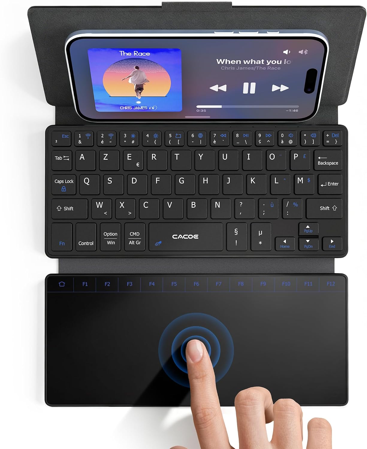 Detalle de CACOE Mini Clavier Bluetooth avec pavé tactile —_compagnon portable pour smartphone et PC_