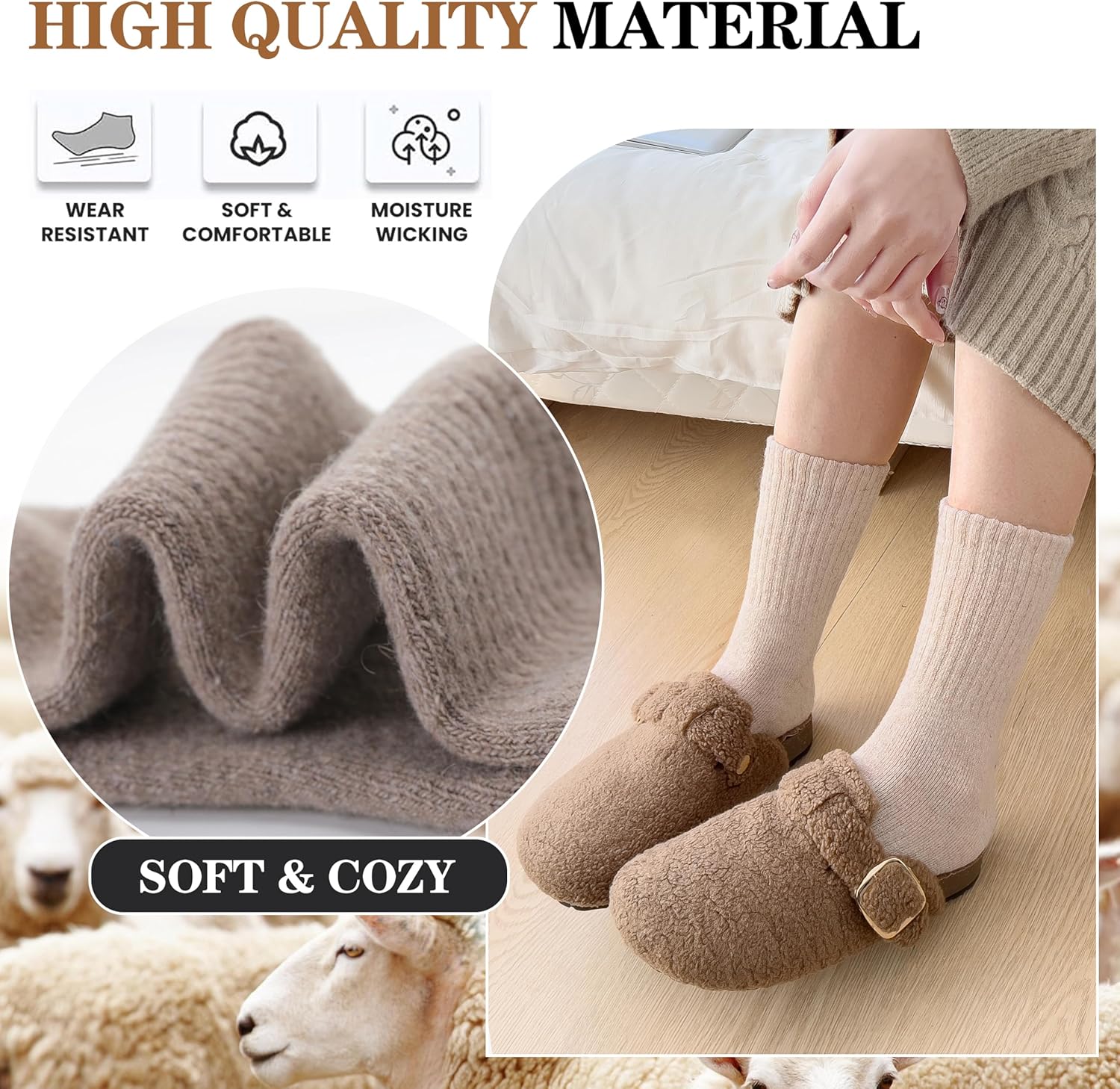 Detalle 2 de MOGGEI Merino Wool Hiking Socks 5 Pairs