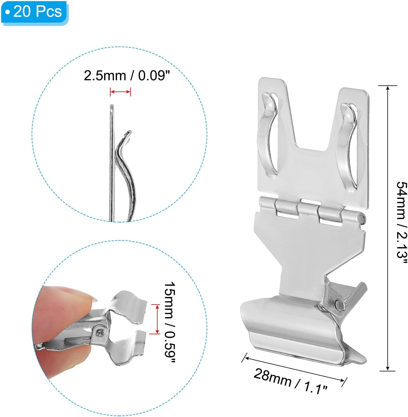 Thumbnail 1 de PATIKIL 20pc Metal Sign Clips with Rotatable Stand for Price Tags and Display Labels