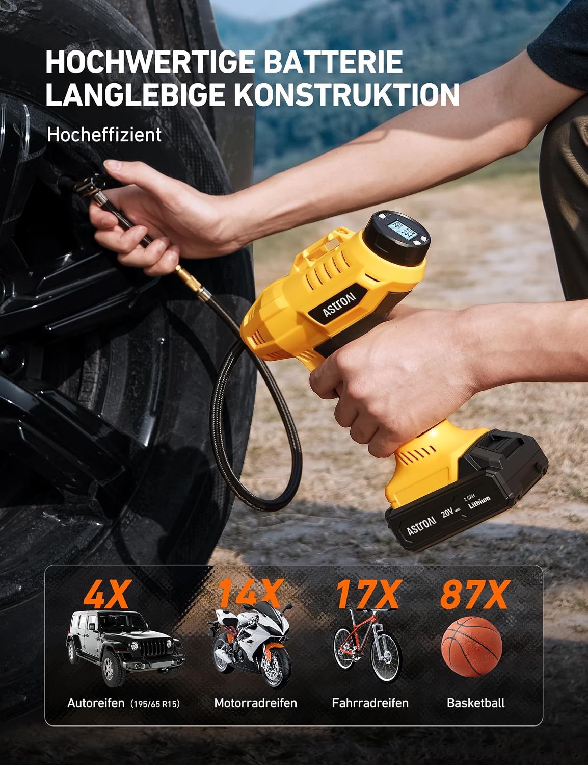Detalle 2 de AstroAI 2-in-1 Metallzylinder Luftkompressor 160 PSI