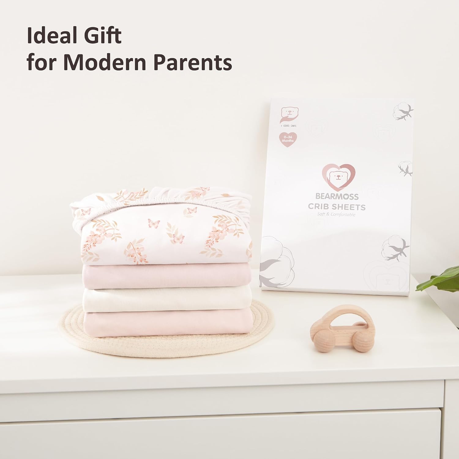 Thumbnail 5 de Bearmoss Next To Me Crib Sheets 85x51 cm – 2 Pack, Light Pink, Ultra Soft & Stretchy