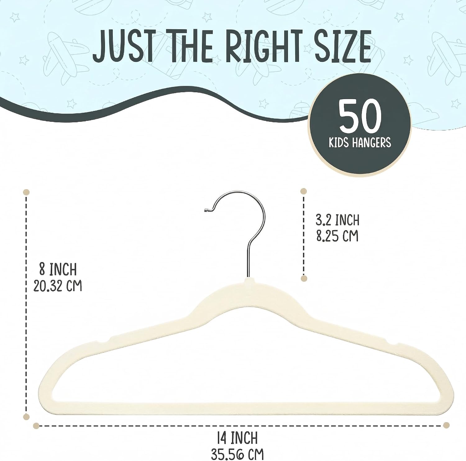 Thumbnail 1 de TechZoo 50 Premium Kids Velvet Hangers 14" — Non-Slip