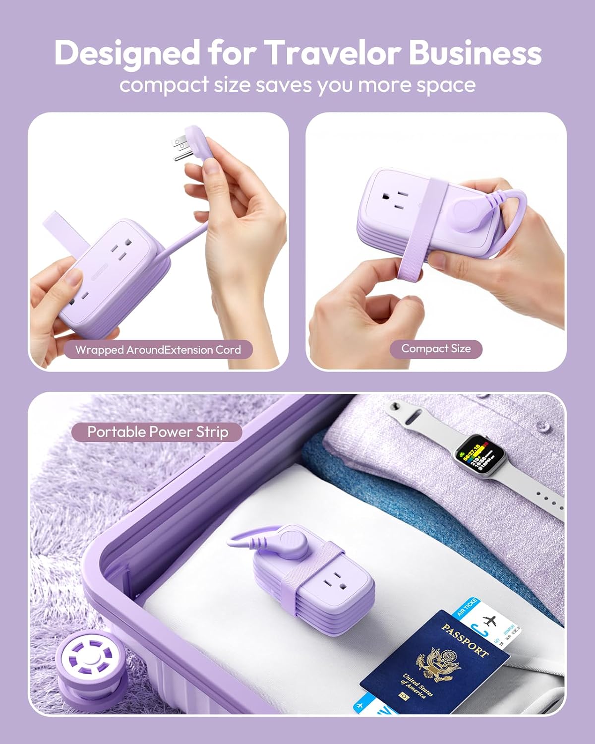 Detalle de NTONPOWER Travel Power Strip 4 Outlets 3 USB