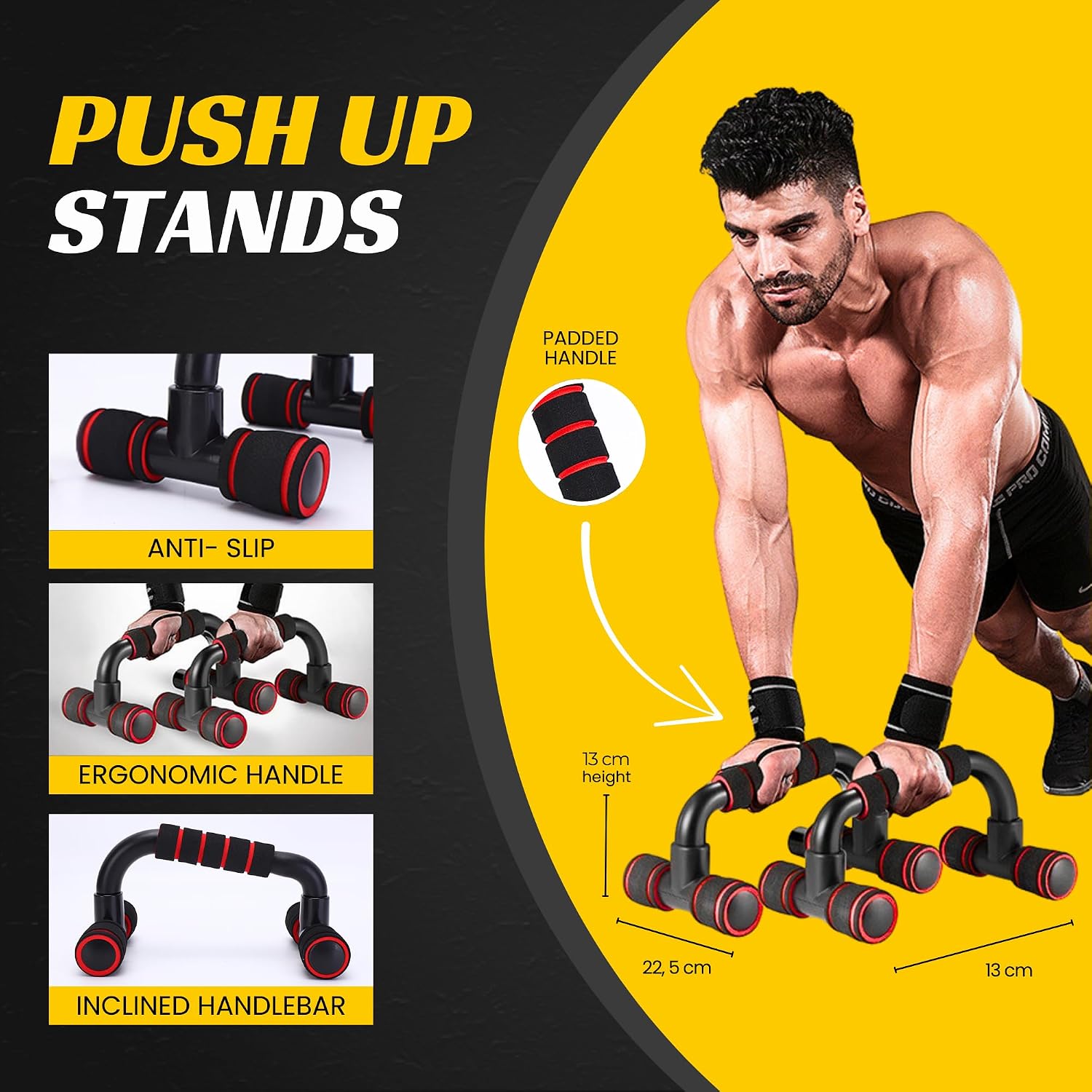 Detalle de Barre Parallele per Flessioni: maniglie antiscivolo per allenamenti di fitness, yoga e CrossFit