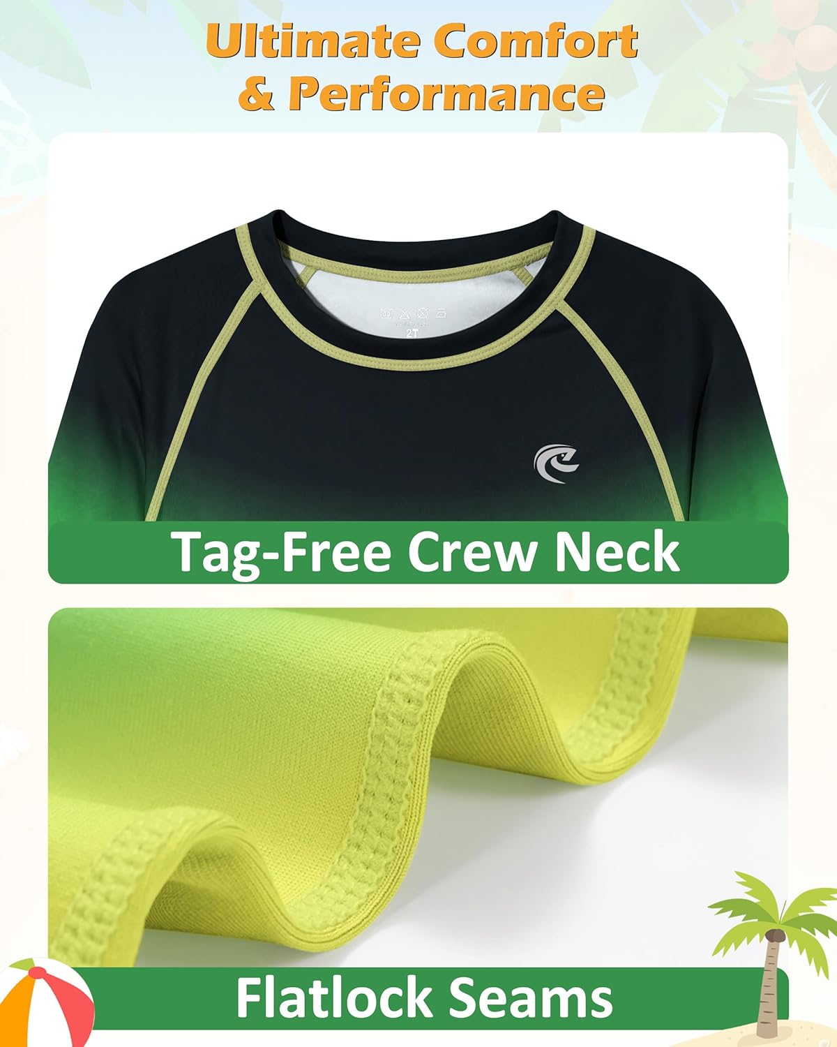 Thumbnail 4 de Boys UPF 50+ Long Sleeve Swim Shirt (1 or 2 Pack) – UV Sun Protection Rash Guard for Youth