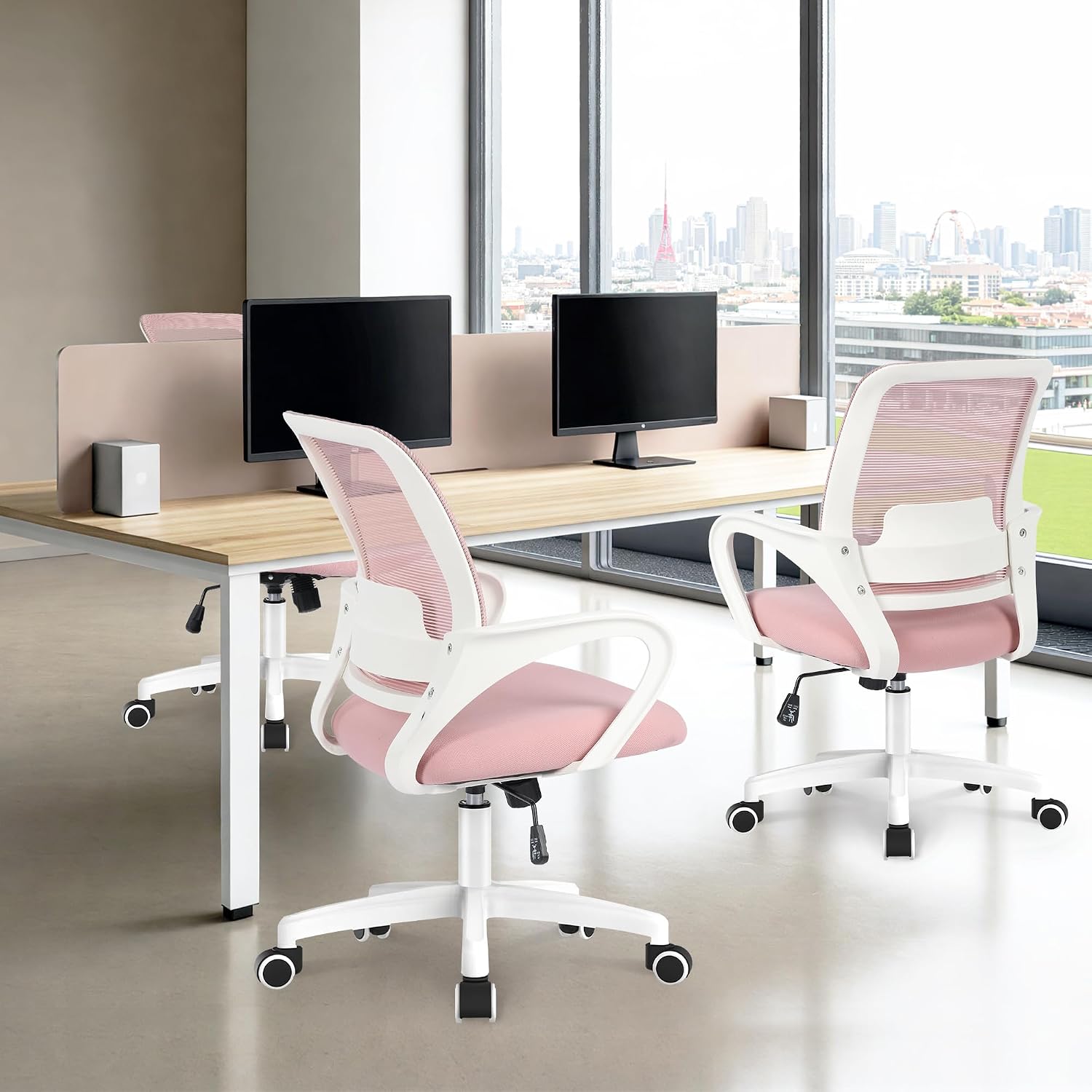 Thumbnail 6 de NEO CHAIR Desk Chair, Pastel Pink Mesh Back, Adjustable Height, 360° Swivel