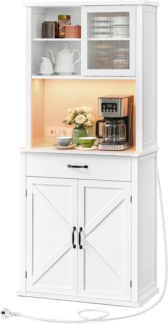 Imagen de VASAGLE Armario Cocina con Luces y Cargador en OfertitasTOP