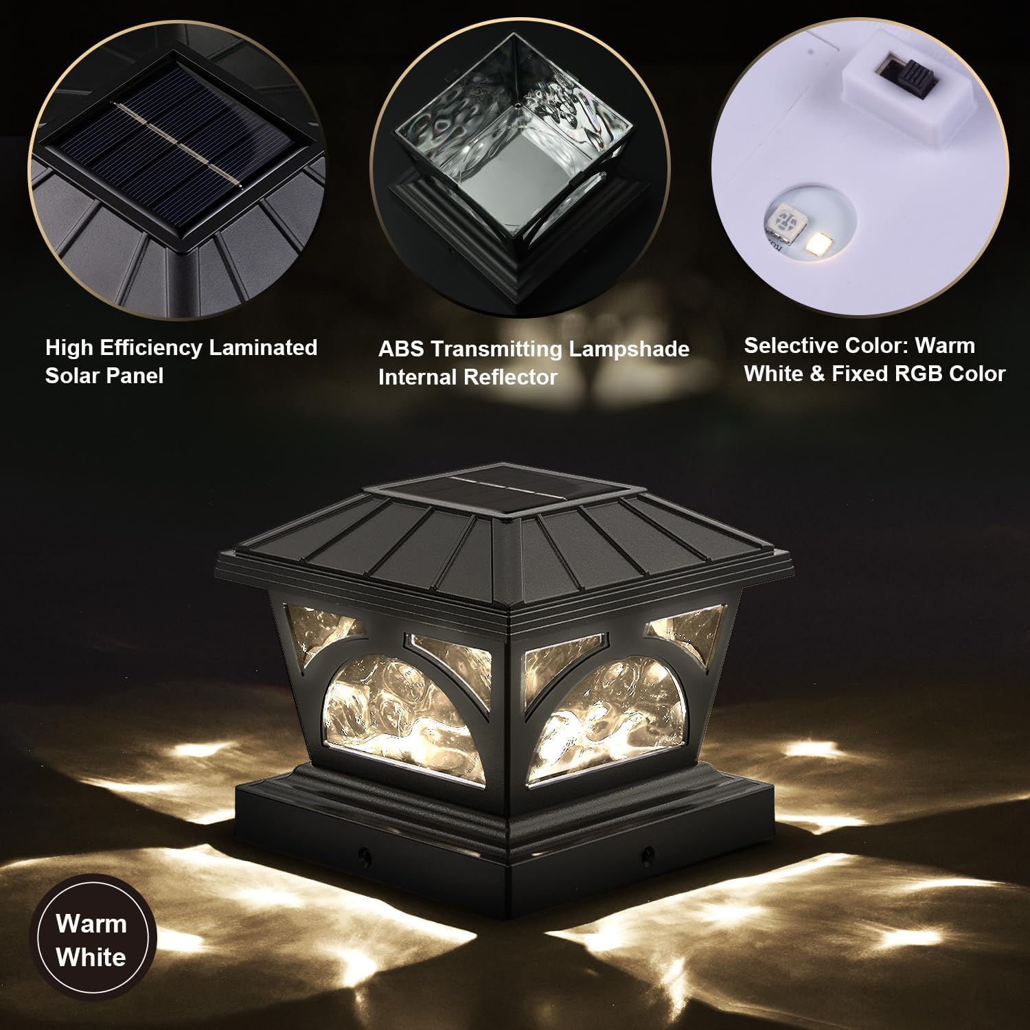Detalle de AEYANZZ Solar Post Cap Lights 20 Lumens