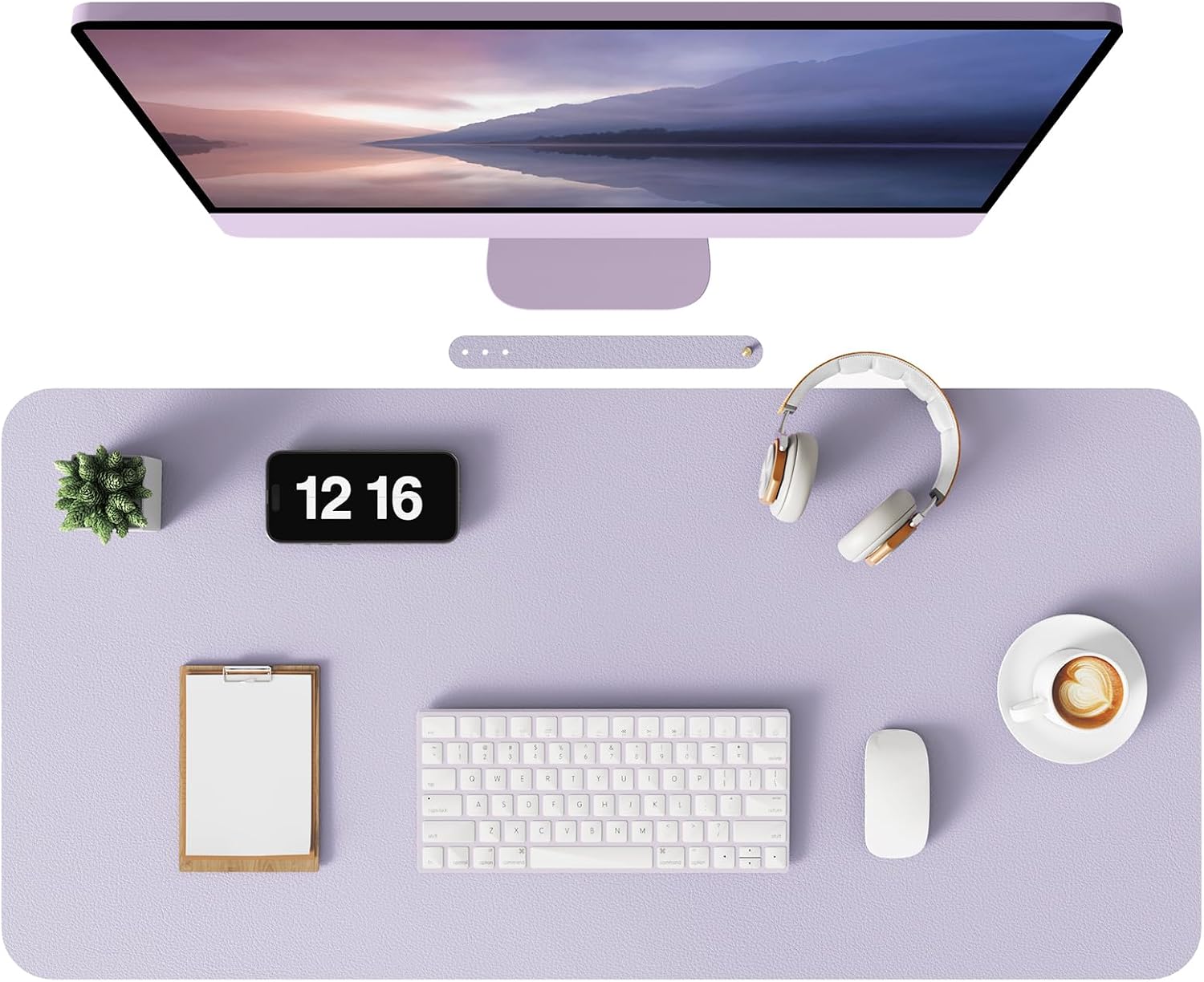 Detalle de MOLMO Non-Slip Desk Mat (80 x 40 cm) – Waterproof Leather Desk Pad in Pale Purple