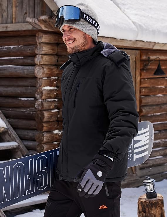 Detalle de TACVASEN Men's Ski and Snowboard Jacket, Fleece-Lined, Hooded and Windproof