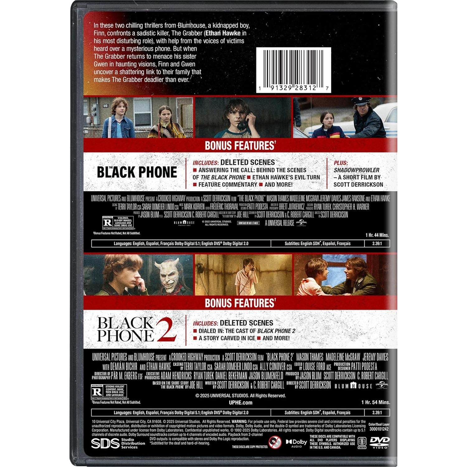 Detalle 1 de Black Phone 2-Movie Collection DVD: Two Blumhouse Horror Thrillers