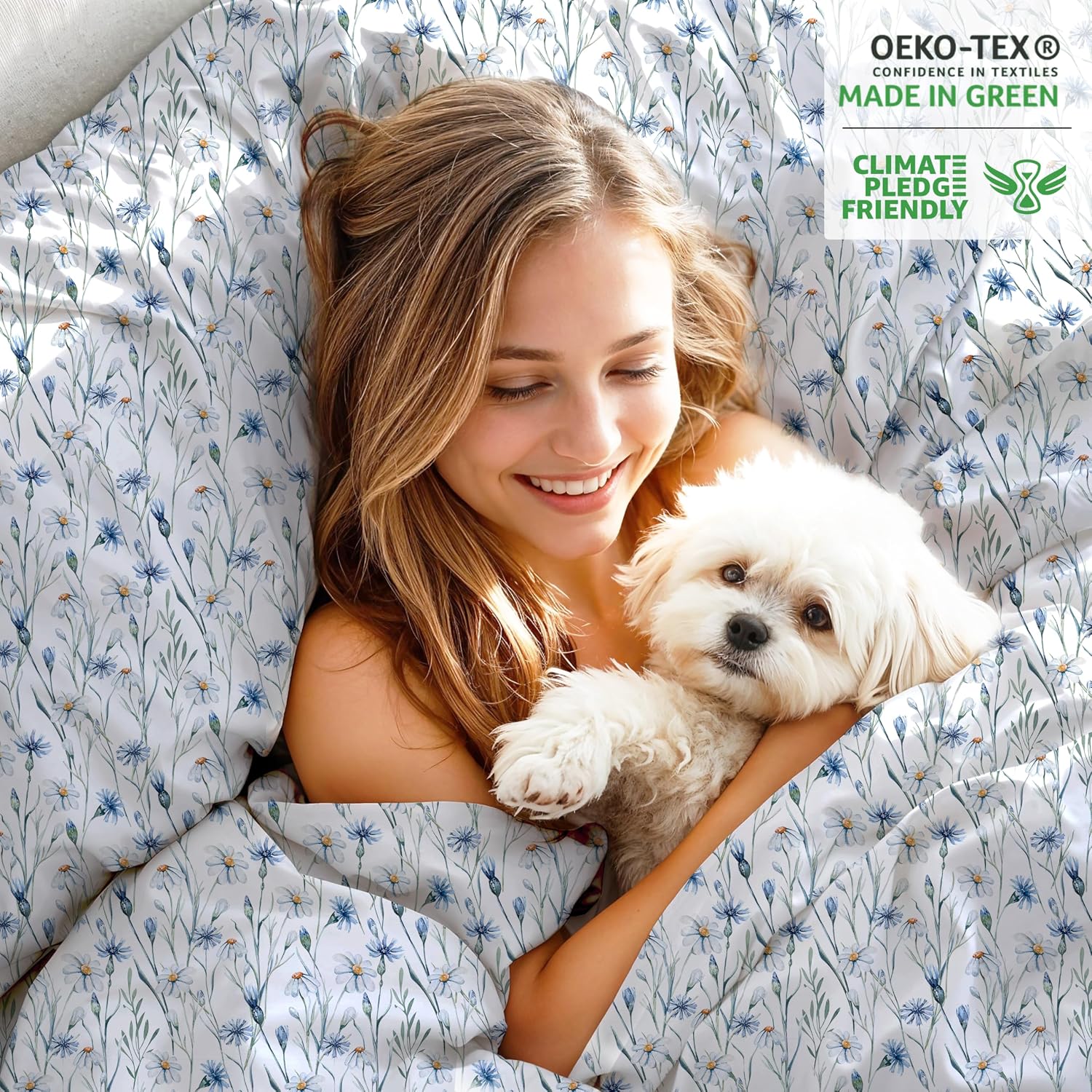 Detalle de RUVANTI 100% Organic Cotton Percale Queen Sheets Set (GOTS Certified) – Deep Pocket 15