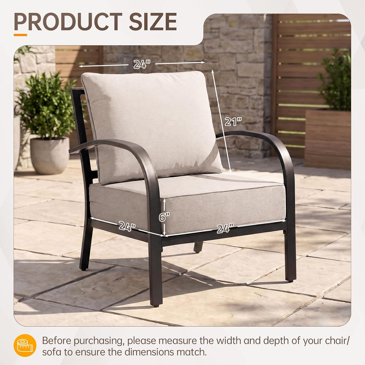 Detalle 2 de Outdoor Chair Cushions 24 x 24-Inch