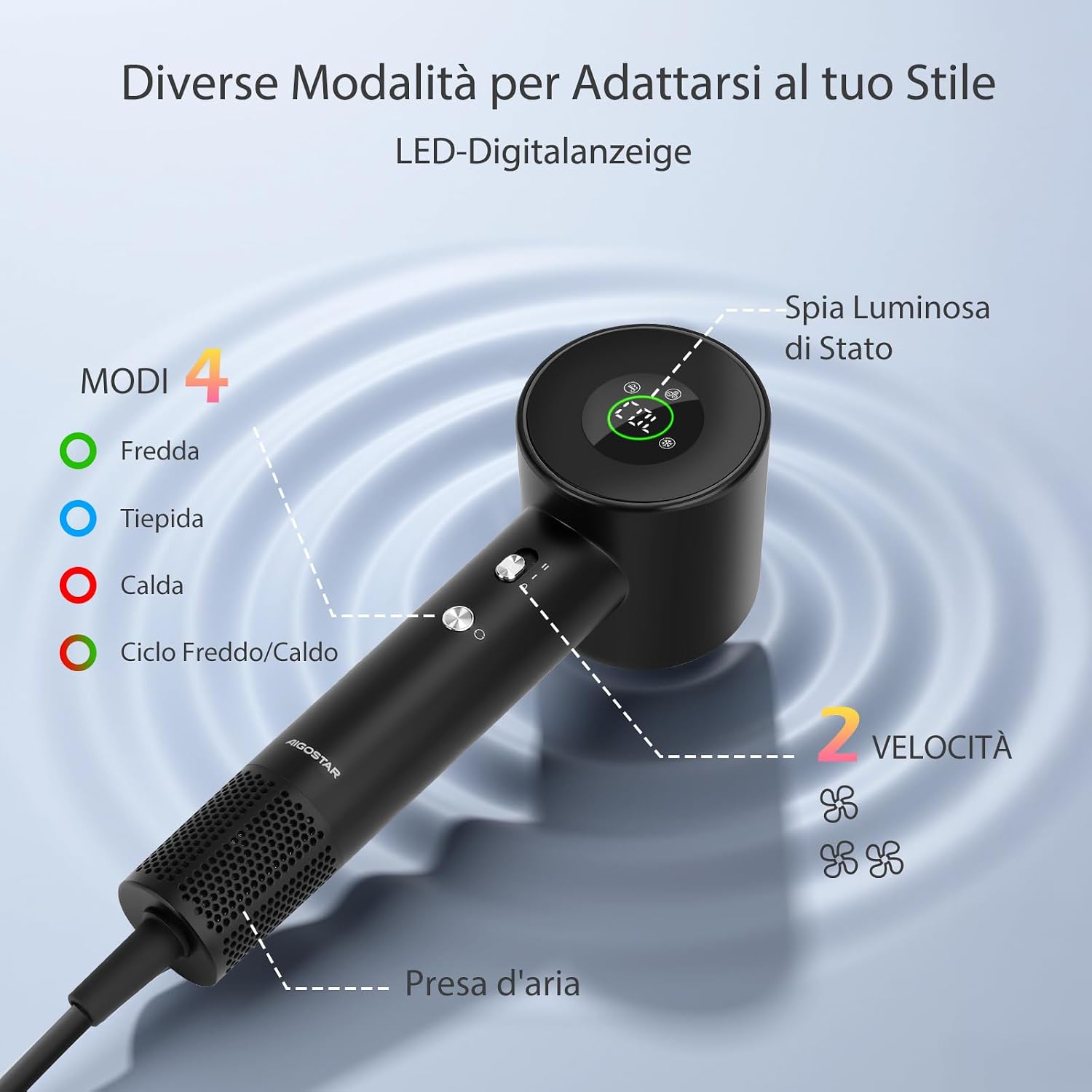 Thumbnail 3 de Aigostar Phon Capelli Ionico Diffusore 110000 RPM