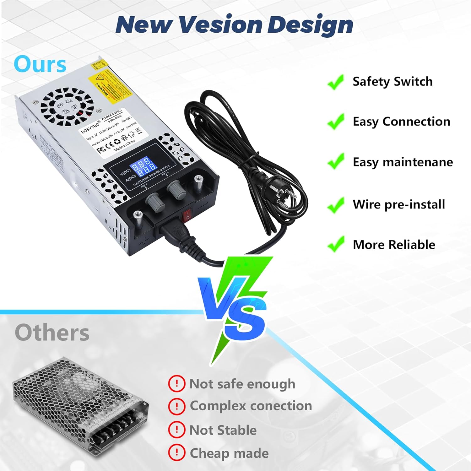 Thumbnail 5 de BOSYTRO Regelbares Netzteil 0–60 V, 0–10 A, 600 W – zuverlässig, vielseitig einsetzbar