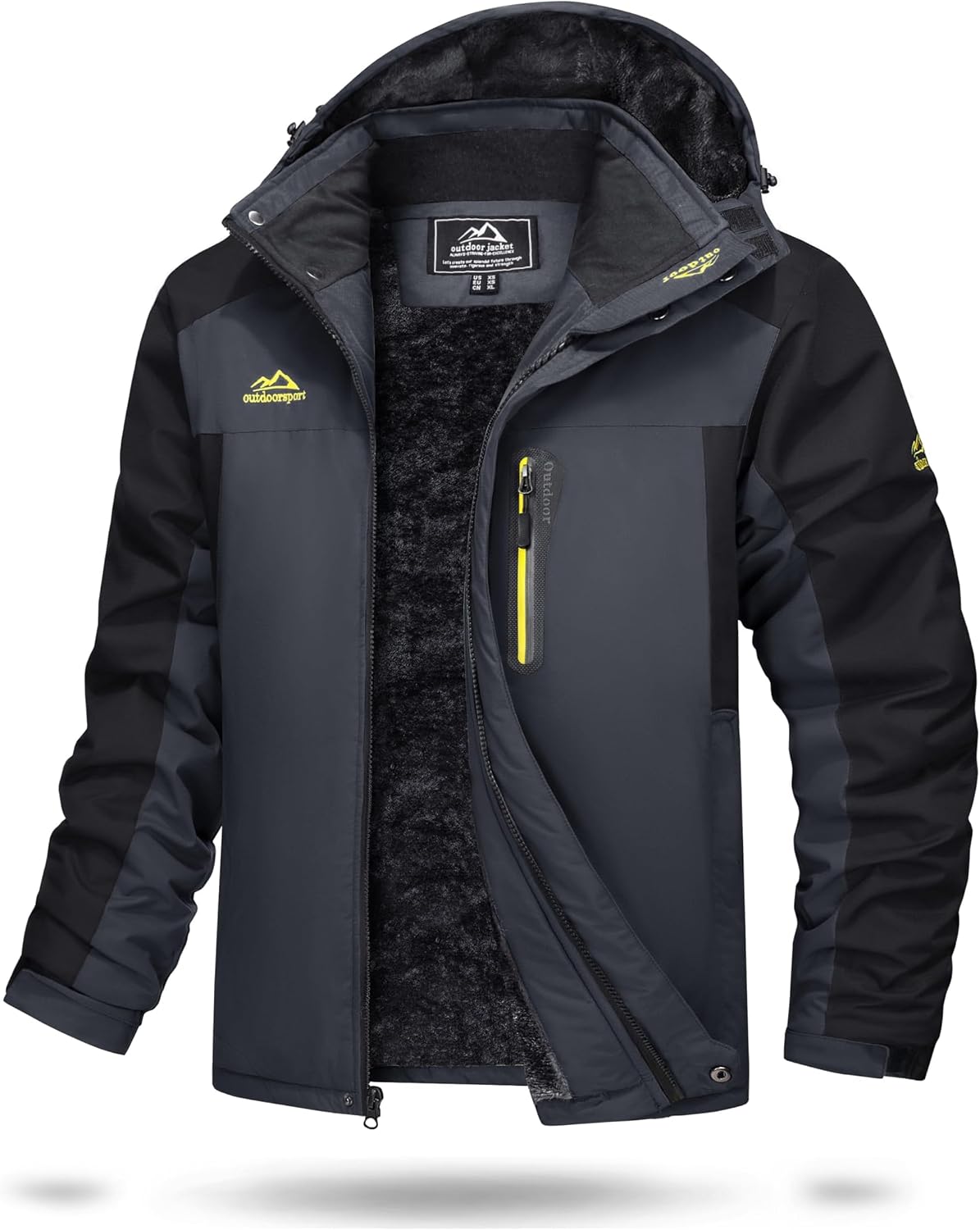 Detalle 2 de TACVASEN Herren Skijacke Gefüttert Winterjacke mit abnehmbarer Kapuze
