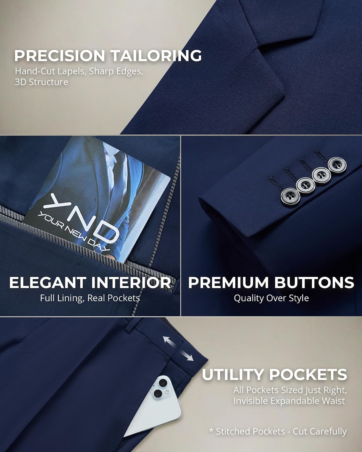 Thumbnail 3 de YND Men's Suit Slim Fit 20 Colors 👔