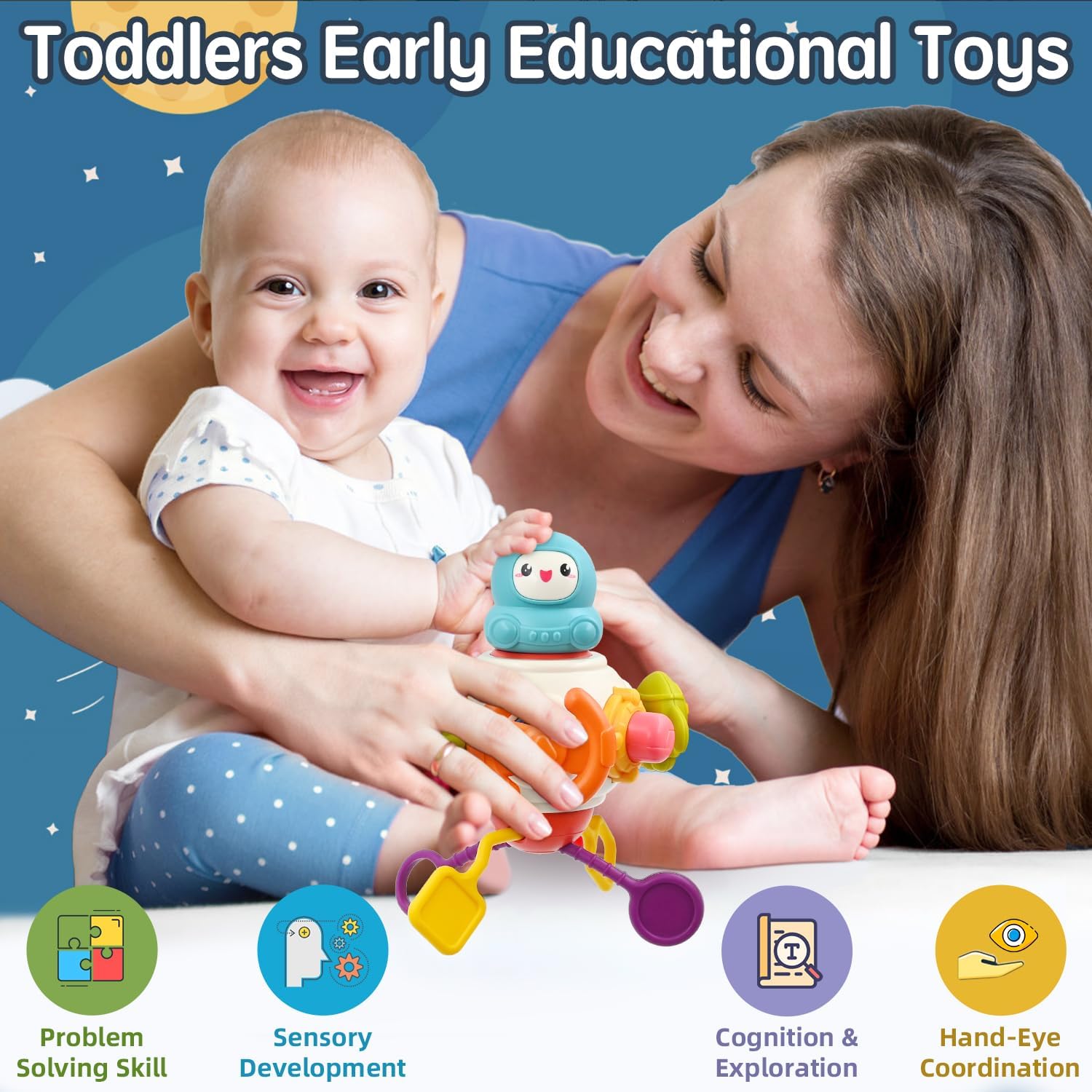 Detalle de AiTuiTui 8-in-1 Montessori Busy Cube Toy for Toddlers (18 Months+): Travel-Friendly Sensory Activity