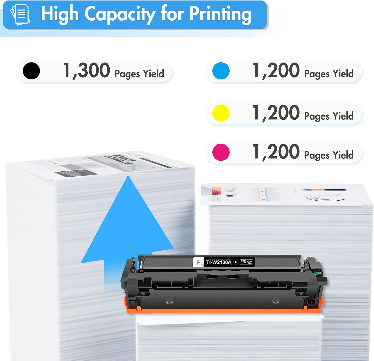 Detalle de TRUE IMAGE 218A/218X Compatible Toner Cartridges 4-Pack (W2180A) for HP Color LaserJet Pro 3201/3301 Series