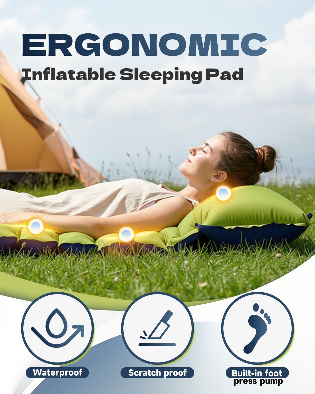 Thumbnail 1 de Rgaden Single Camping Mattress with Integrated Pillow and Foot Pump