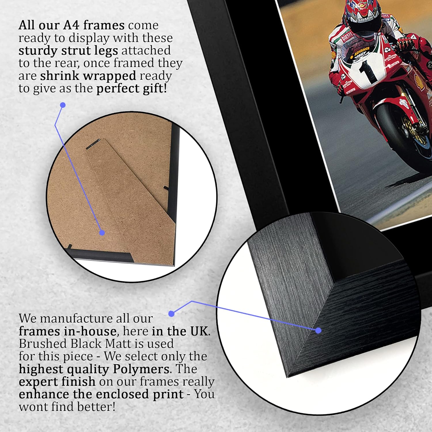 Thumbnail 6 de Carl Fogarty World Champion A4 framed signed autograph photo print by HWC Trading (A4, 330x245mm)