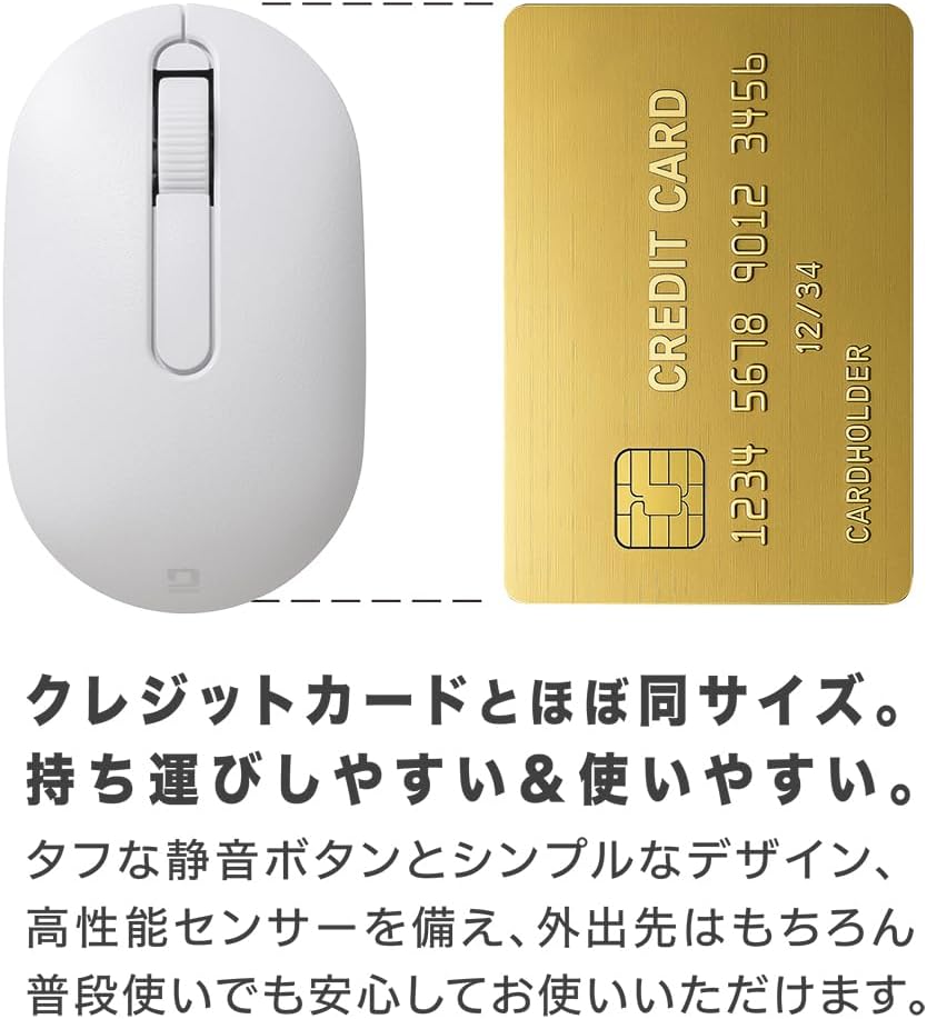 Detalle de ナカバヤシ Digio2 Z1335 無線マウス カードサイズ・静音ボタン・BlueLED・ブラック