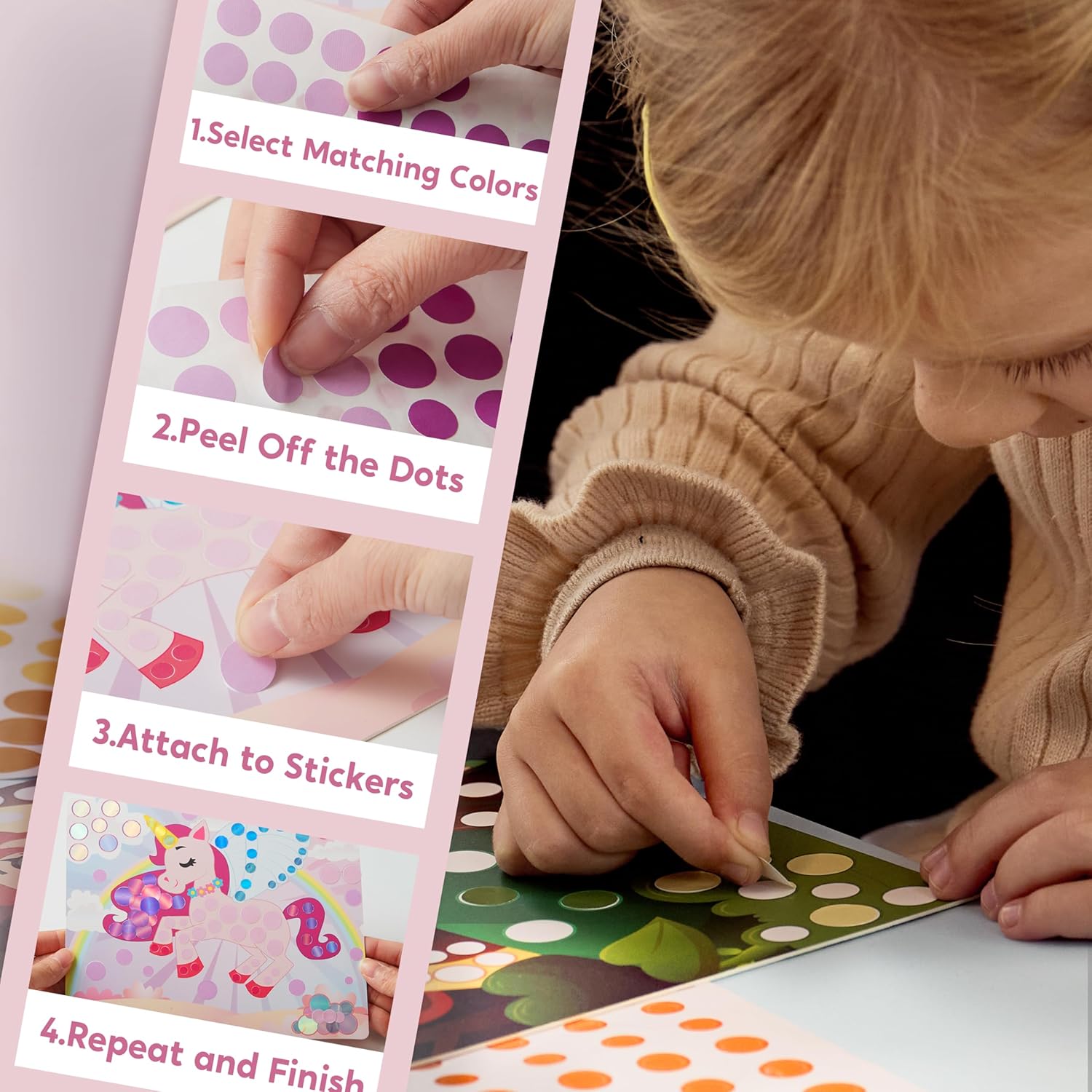 Thumbnail 4 de Klever Kits Unicorns & Princess Dot Art Kit for Kids: Mess-Free Sticker Craft