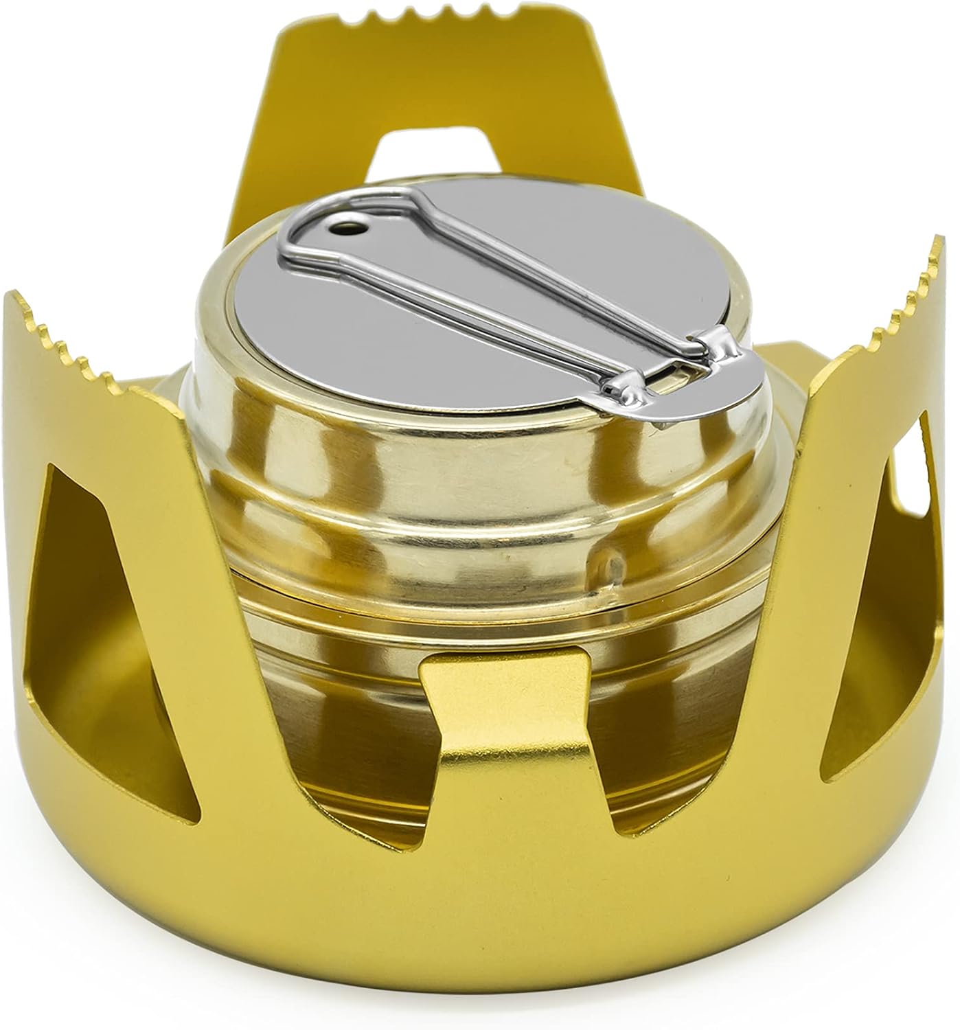 Thumbnail 6 de Famgee Portable Mini Alcohol Stove: Lightweight Brass Spirit Stove with Aluminium Windscreen Base