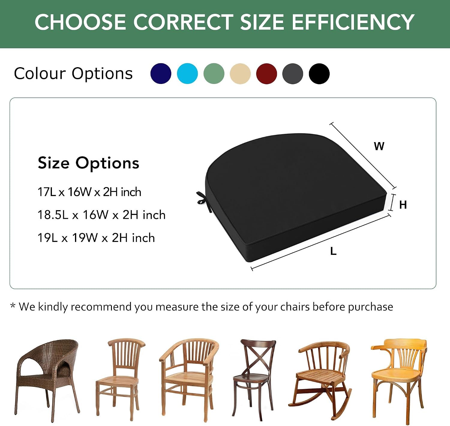 Thumbnail 5 de Summsun D-Shape Outdoor Chair Cushions, 17 x 16-Inch, Set of 4