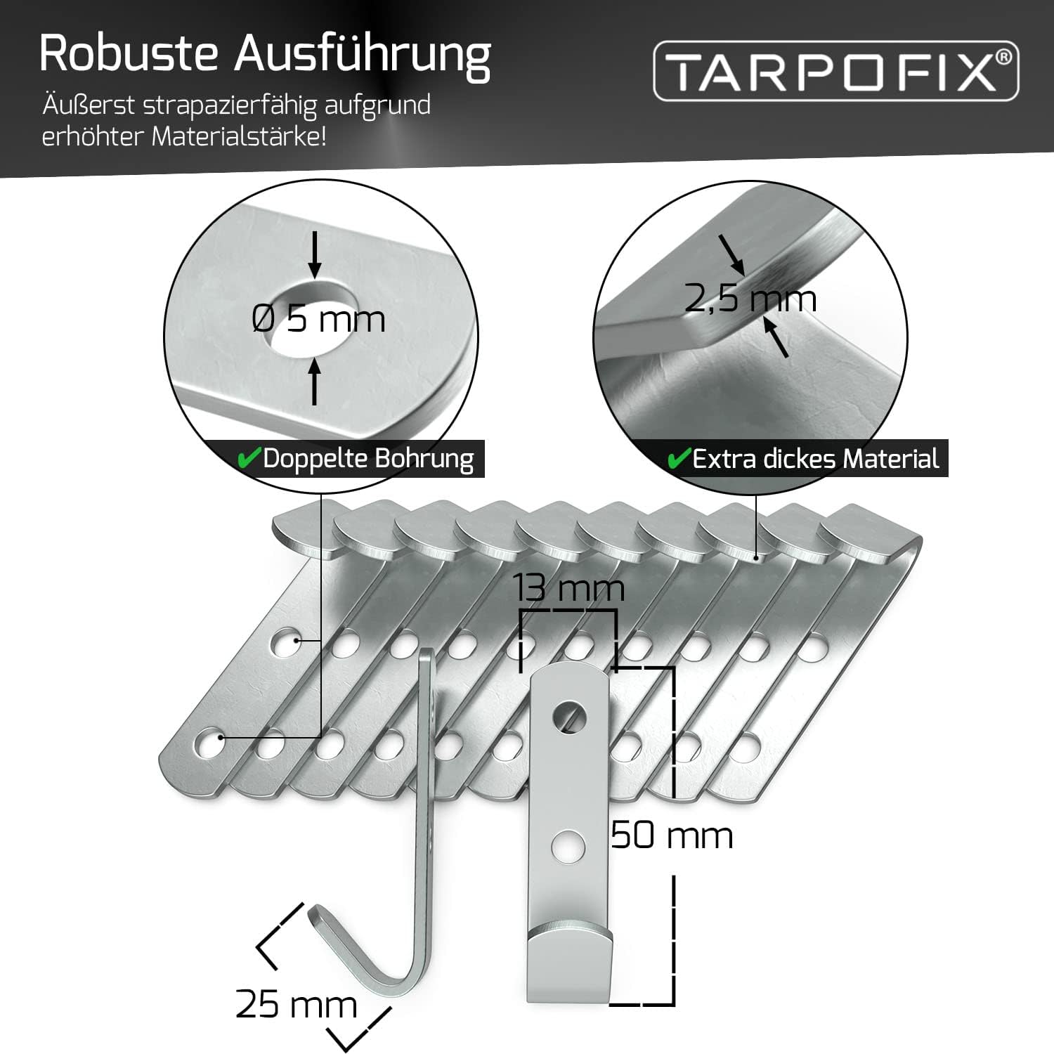 Detalle 2 de Tarpofix Planenhaken 50x13x2,5mm