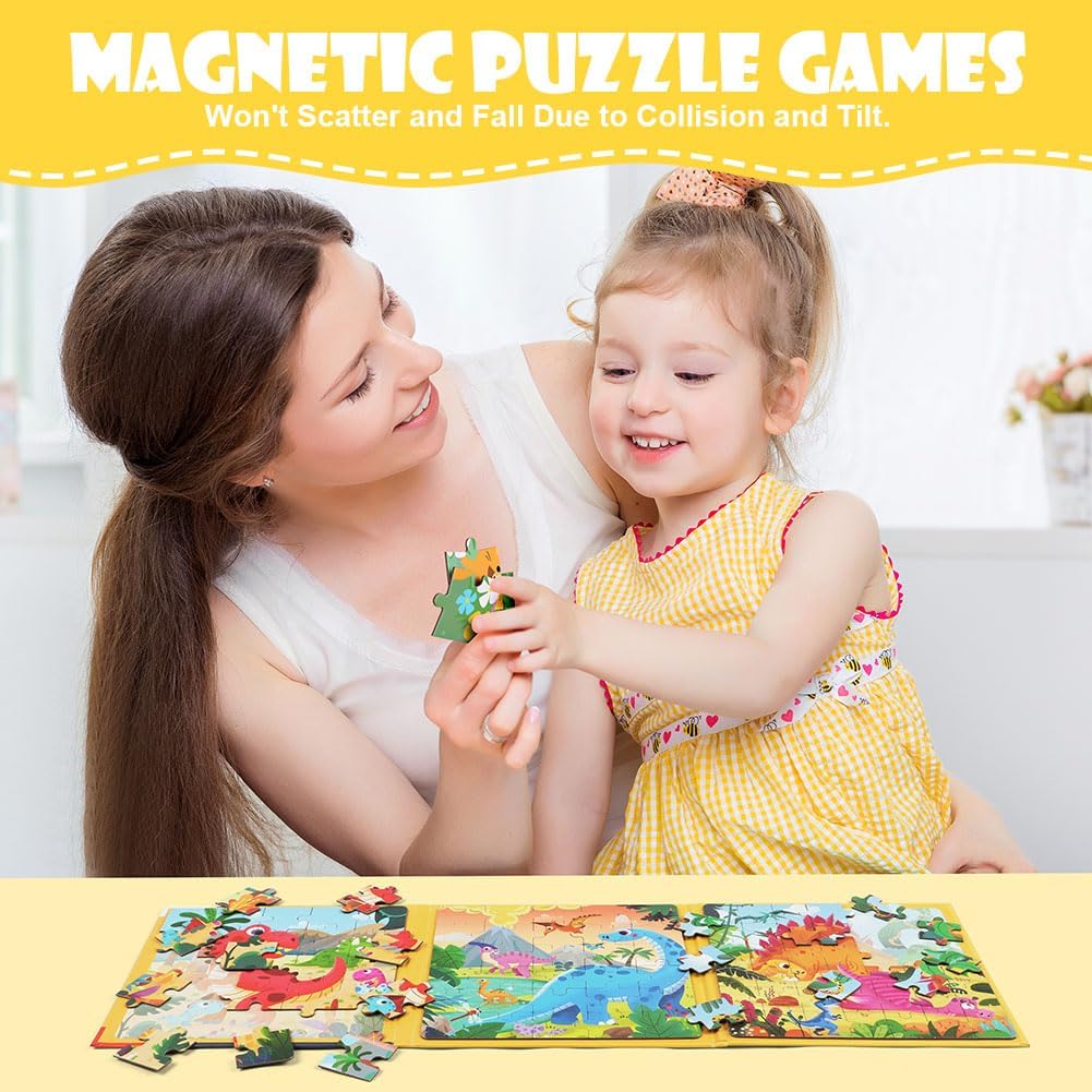Thumbnail 6 de Puzzle magnetici Aolso in scatola-latta per bambini 3-7 anni: gioco Montessori con dinosauro e animali